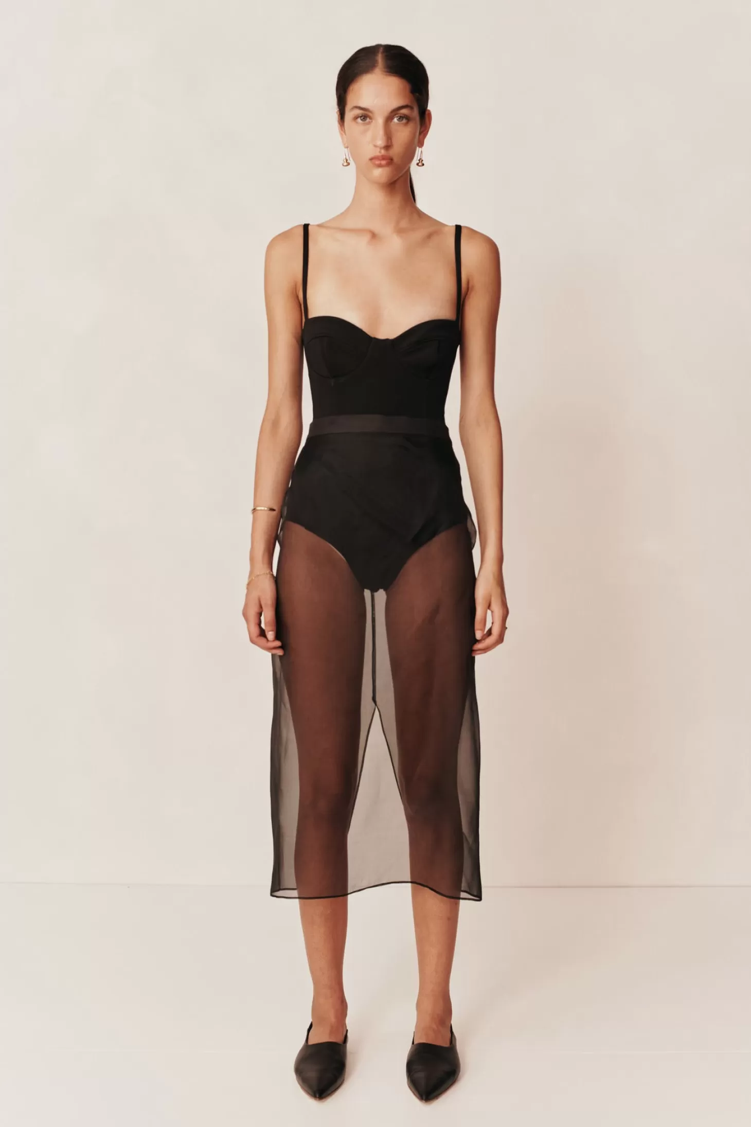 Skirts<ESSE AIRE SILK SLIP SKIRT Black