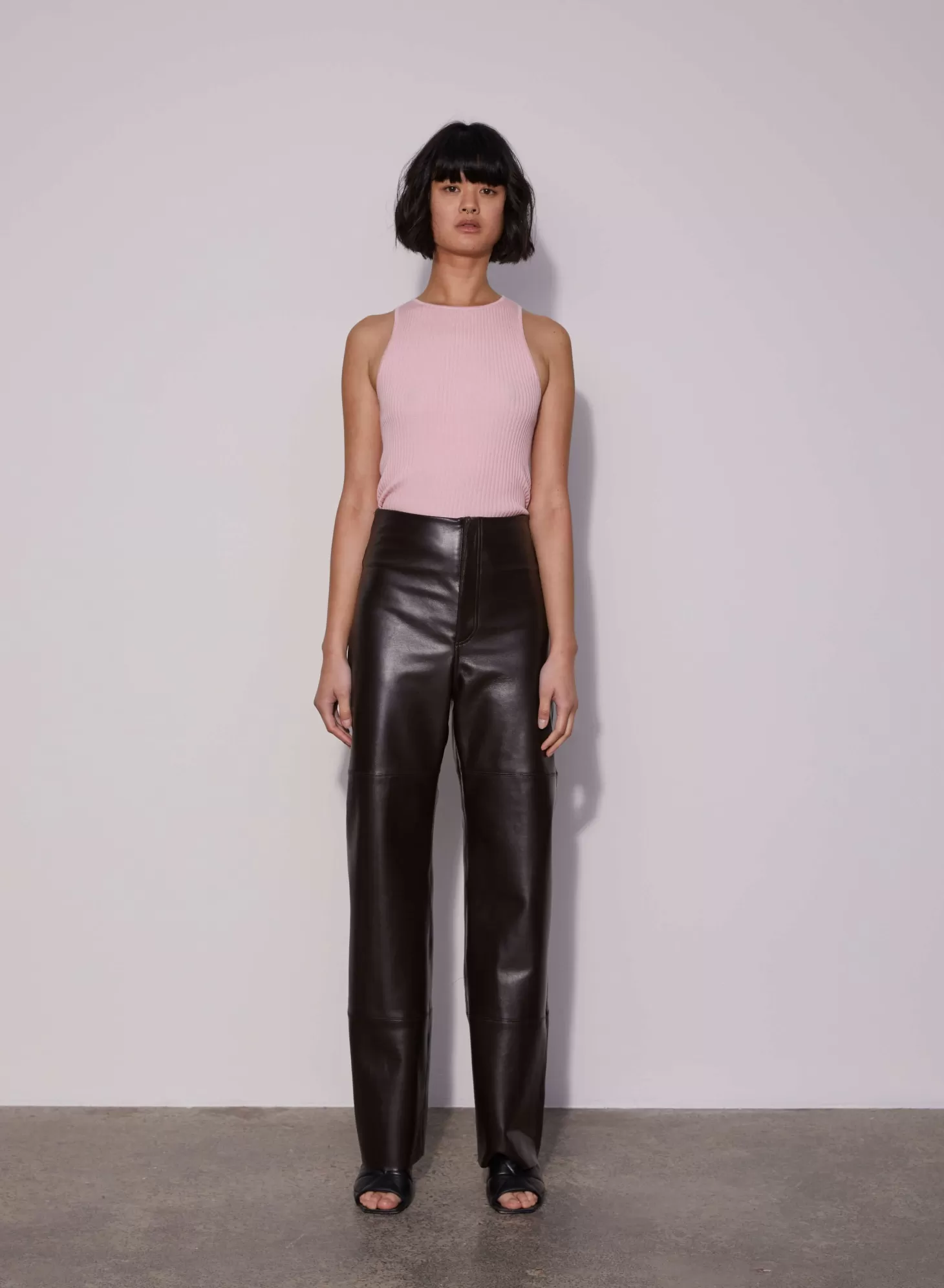 Pants<WYNN HAMLYN ALLY LEATHER TROUSERS Brown