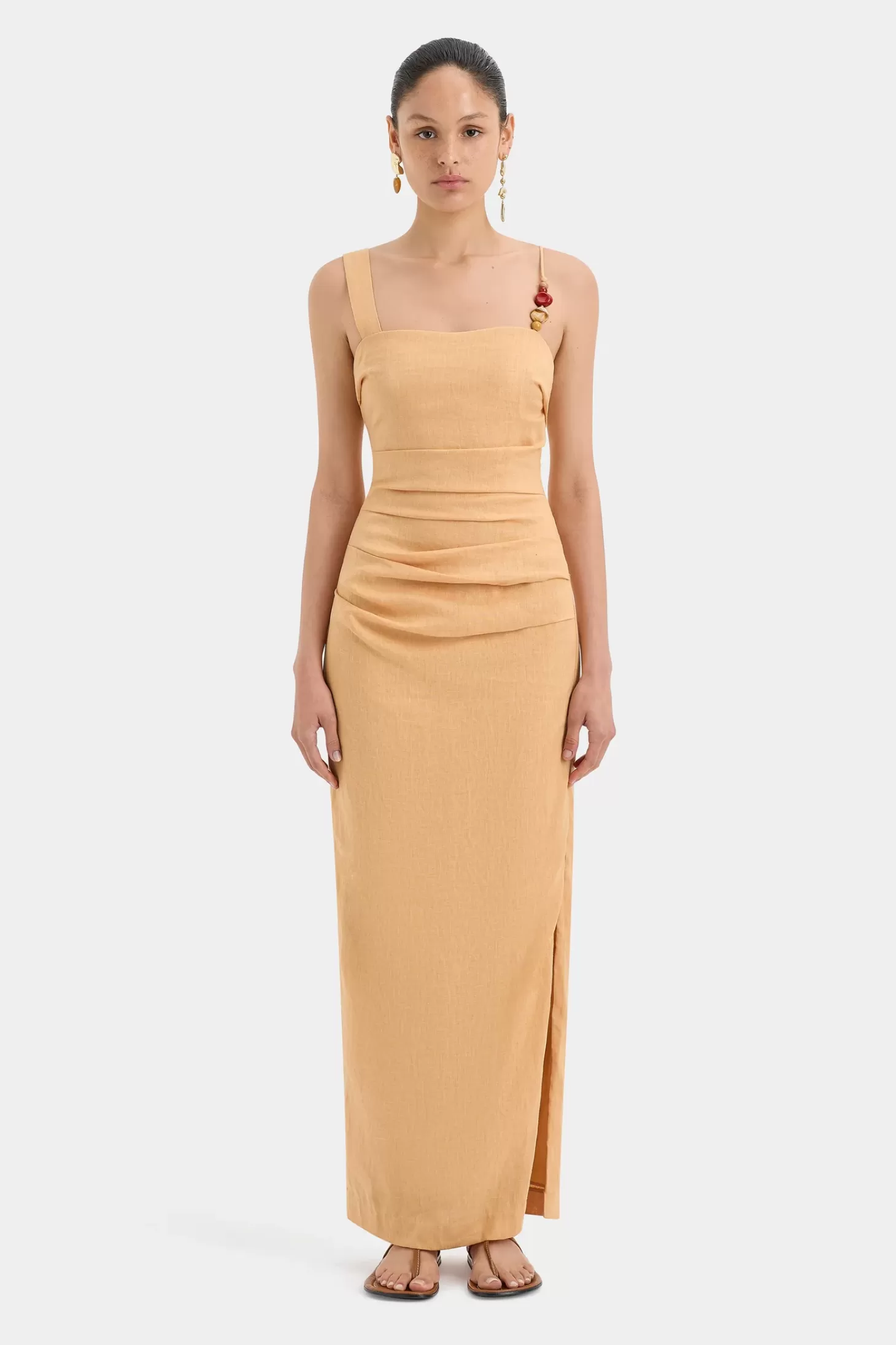 Dresses<SIR ANTONIA BEADED MIDI DRESS LightTan