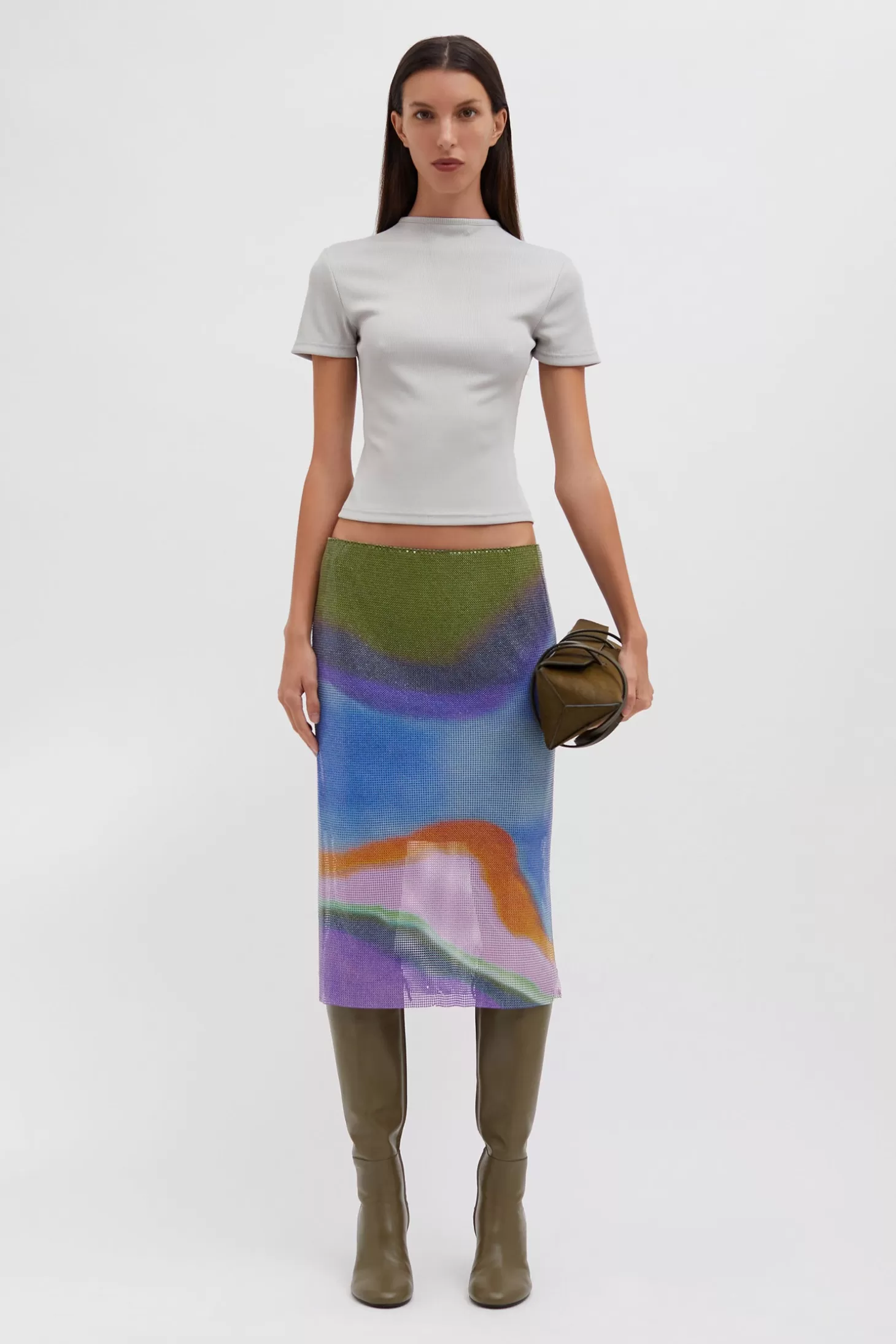 Skirts<CHRISTOPHER ESBER AURA GLOWMESH MIDI SKIRT AuraPrint