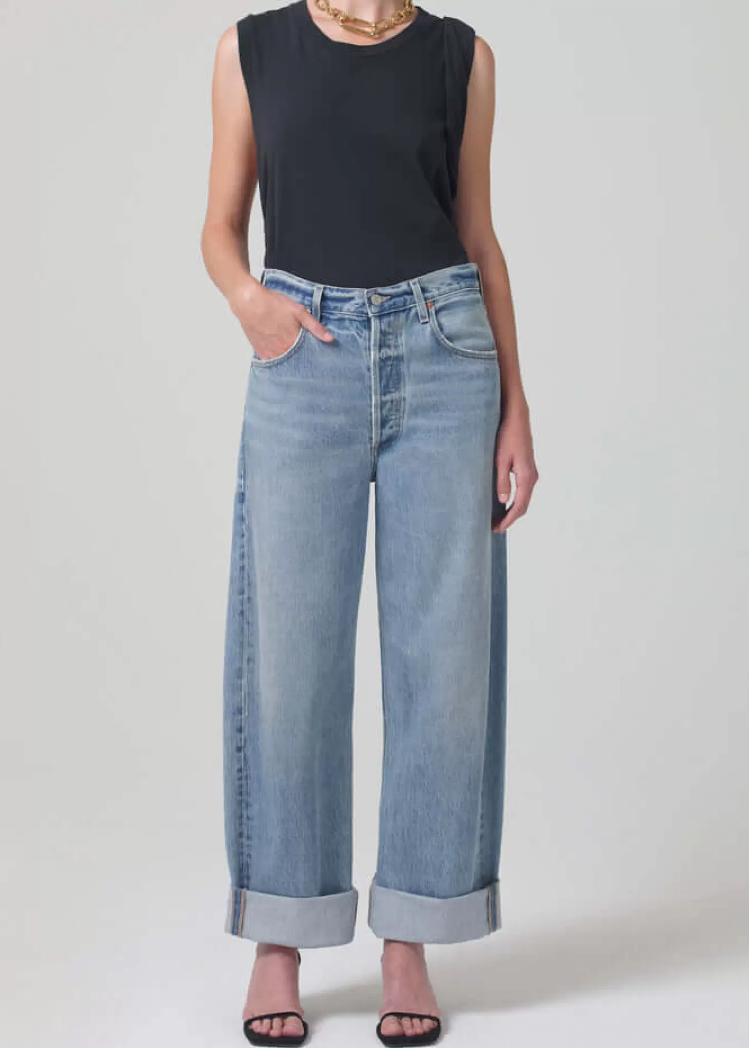 Denim<CITIZENS OF HUMANITY AYLA BAGGY CUFFED CROP JEAN