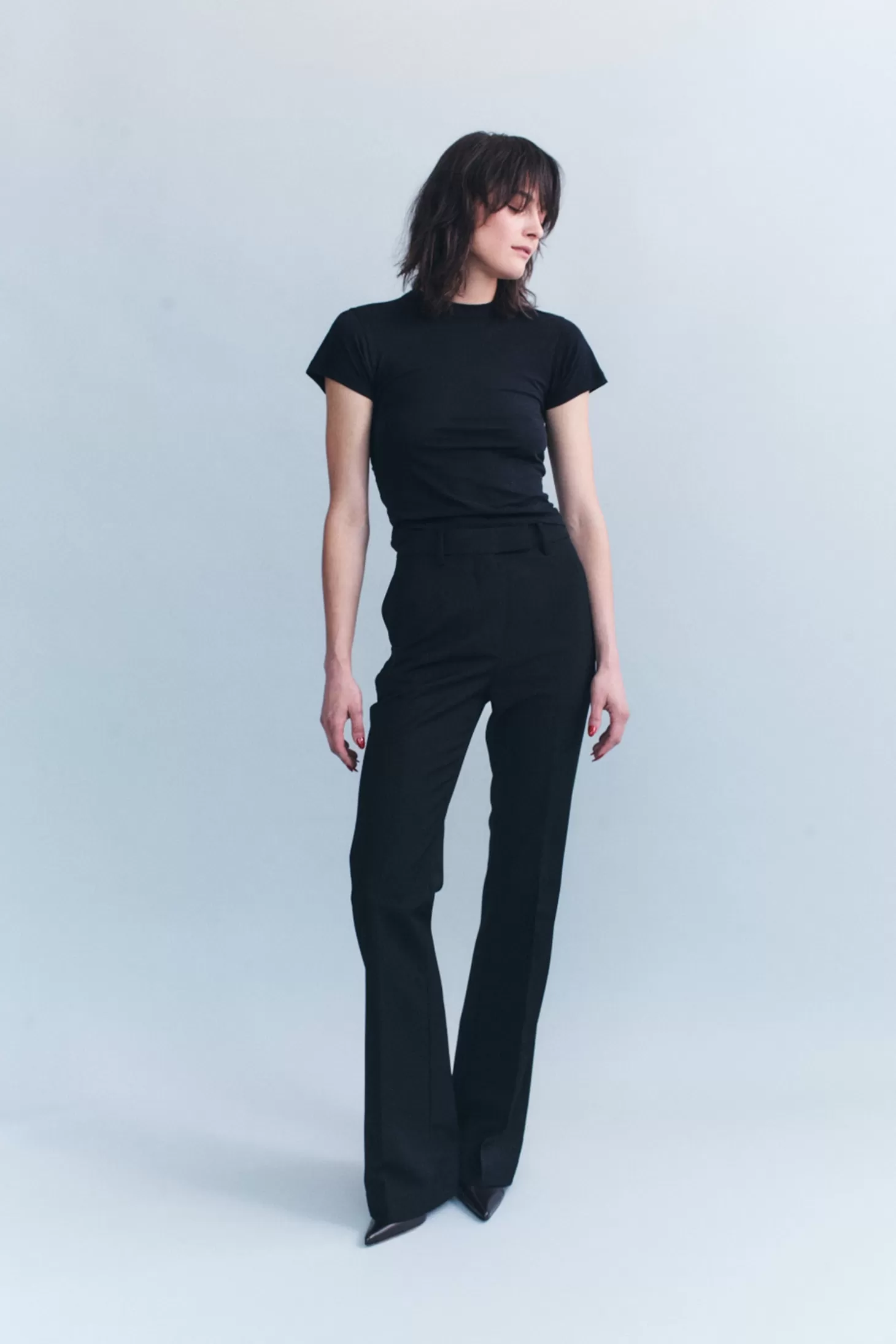 Pants<COURTNEY ZHENG CELINA STRETCH WOOL TAILORED PANTS Black