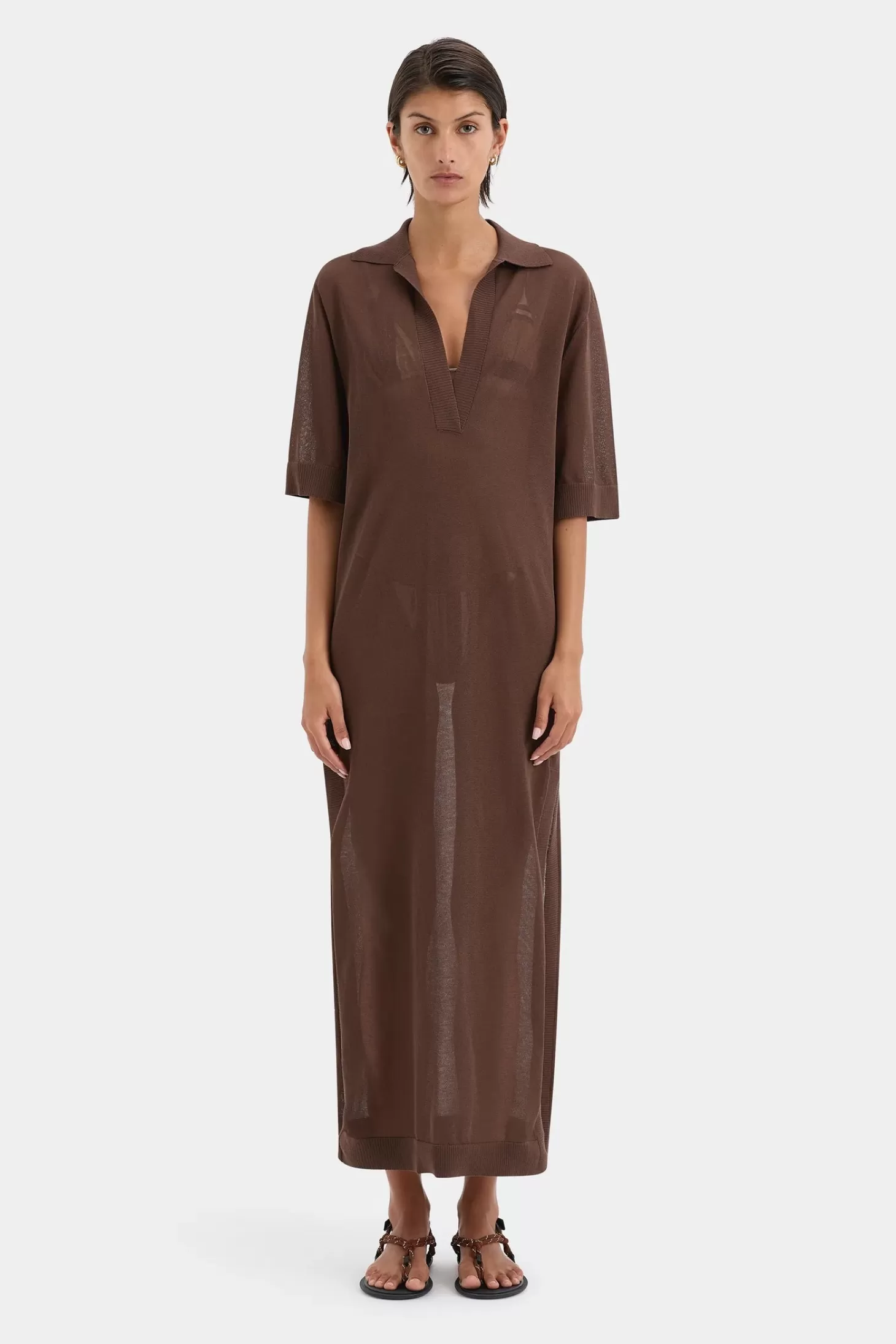 Dresses<SIR COASTLINE OVERLAY DRESS Chocolate