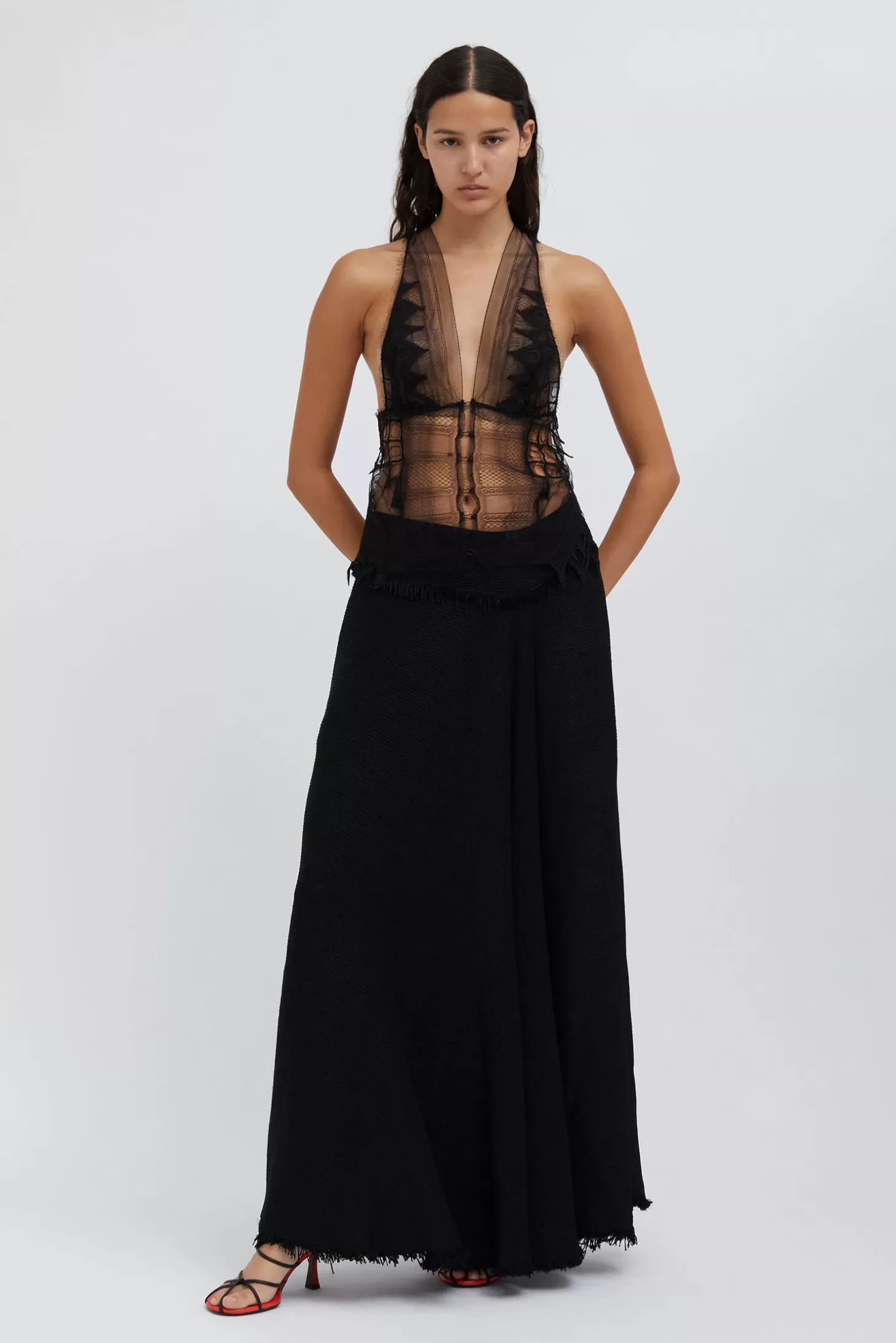 Tops<CHRISTOPHER ESBER COLLAGE LACE VEST Black