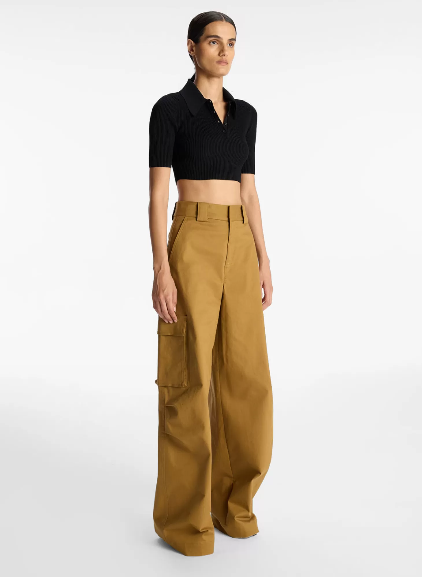 Tops<A.L.C CROPPED ATLAS Black