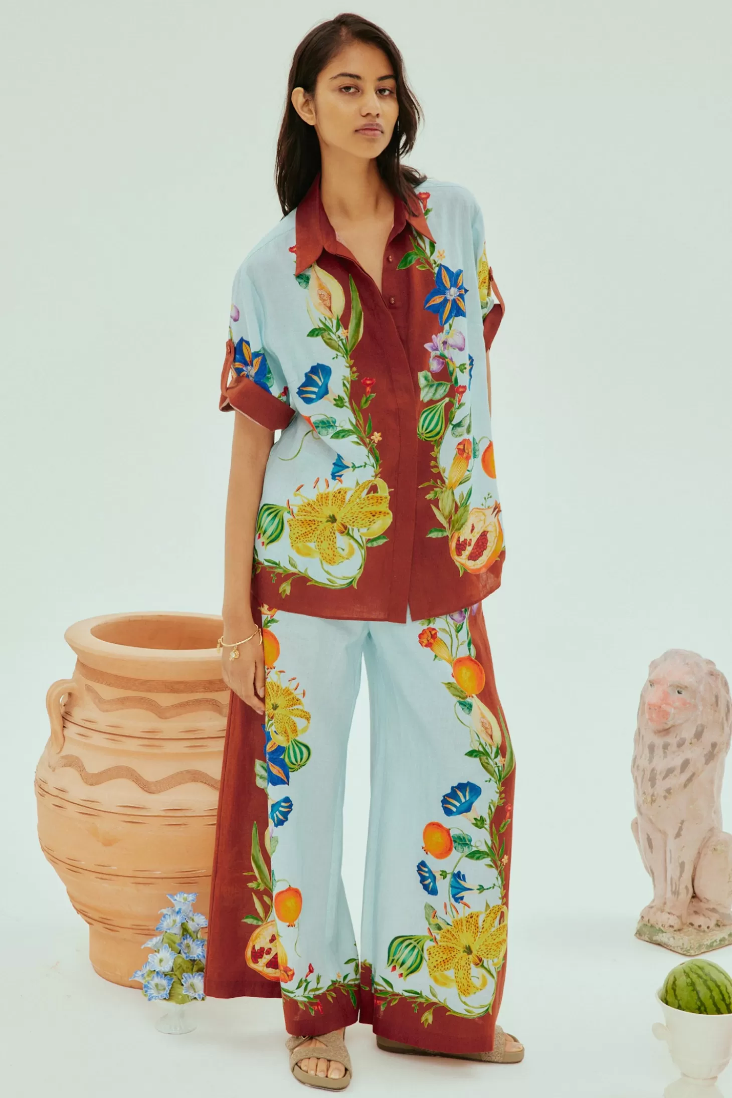 Pants | Matching Sets<ALÉMAIS DAHLIA FLORAL LINEN PANT