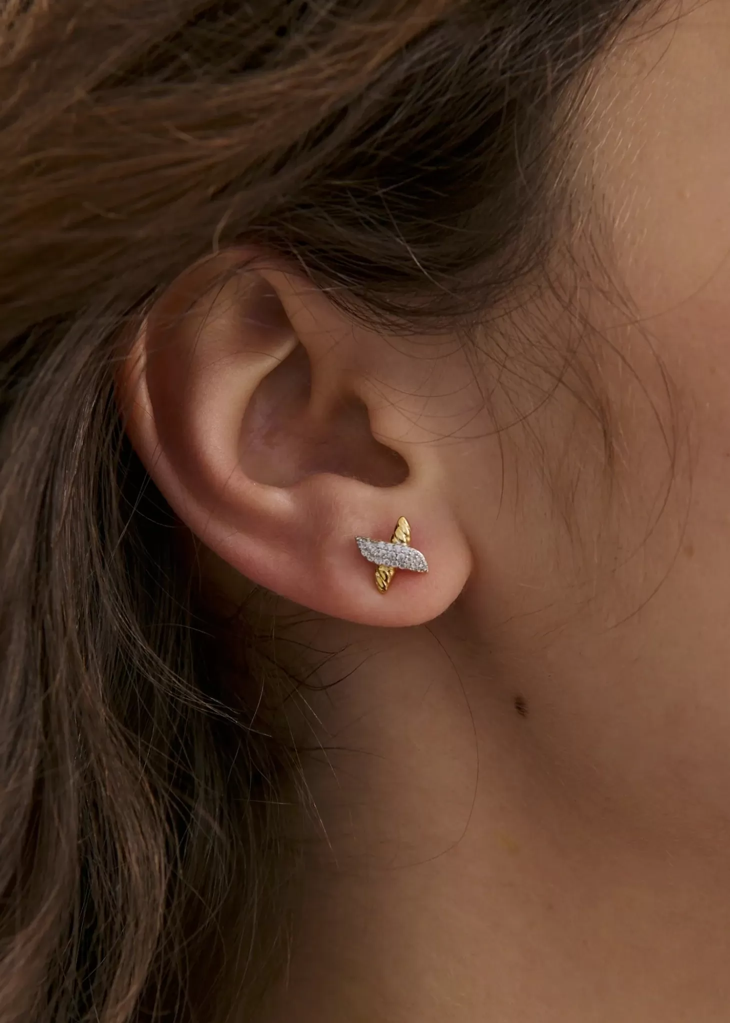 Jewellery<ANNA ROSSI DAINTY DIAMANTE STAR EARRING Gold