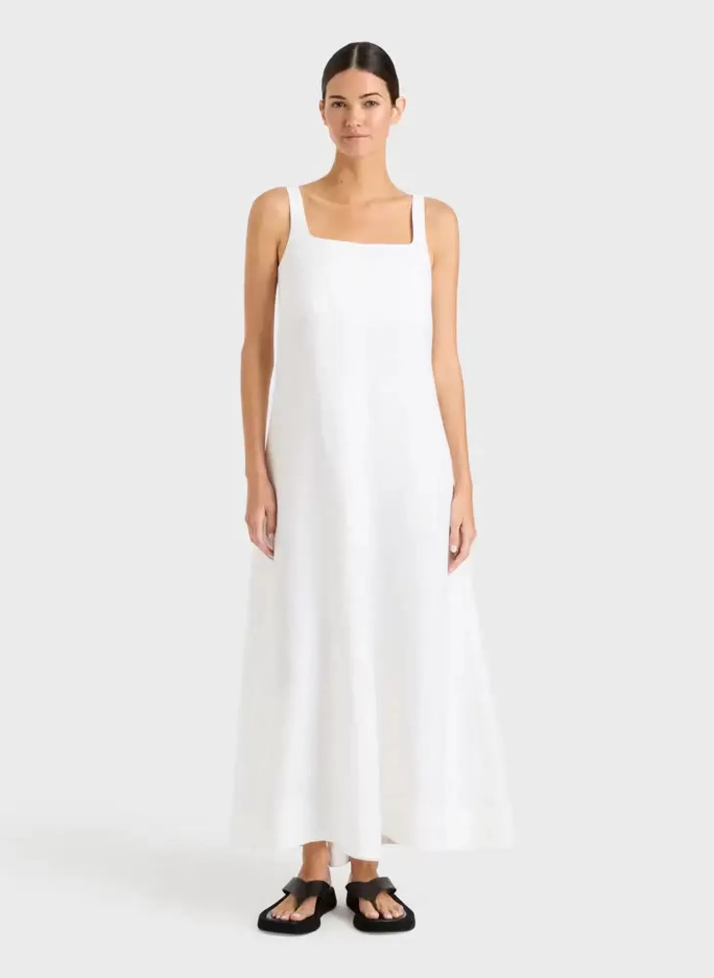 Dresses<BONDI BORN DELPHI ORGANIC LINEN FLARED MAXI DRESS White