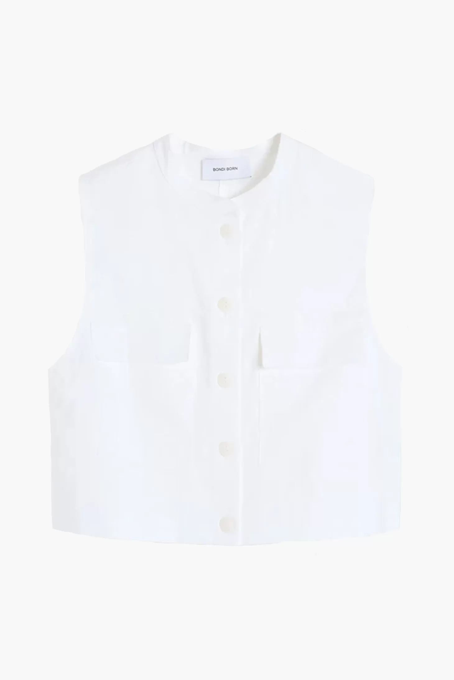 Tops<BONDI BORN DELPHI ORGANIC LINEN UTILITY TOP White