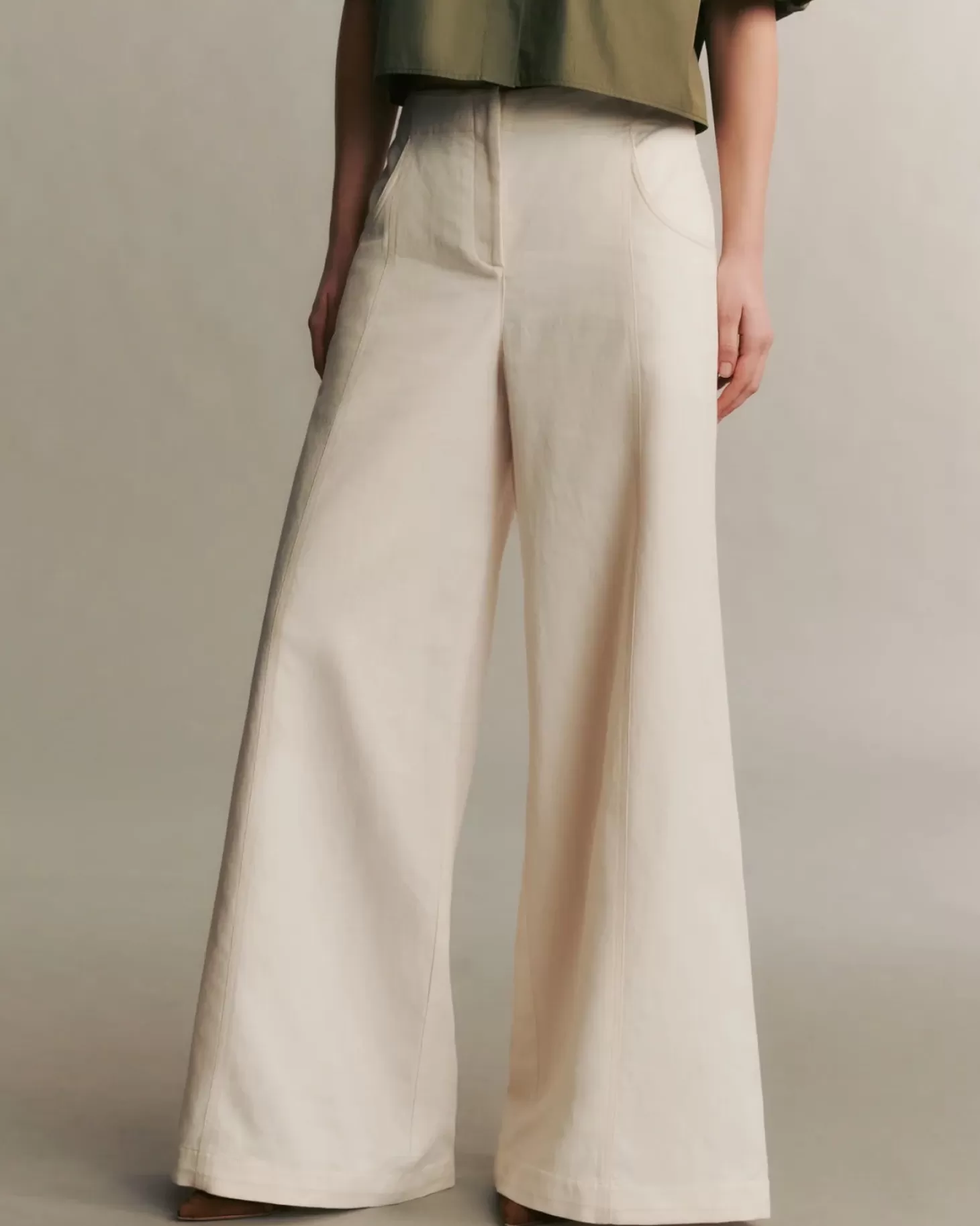 Pants<TWP DEMIE PANT IN LINEN COTTON FrenchButter