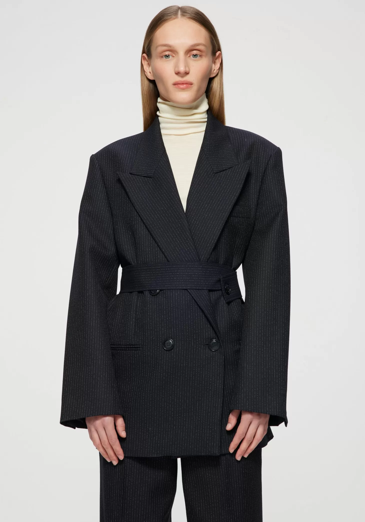 Jackets<RÓHE DOUBLE BREASTED PINSTRIPE BLAZER