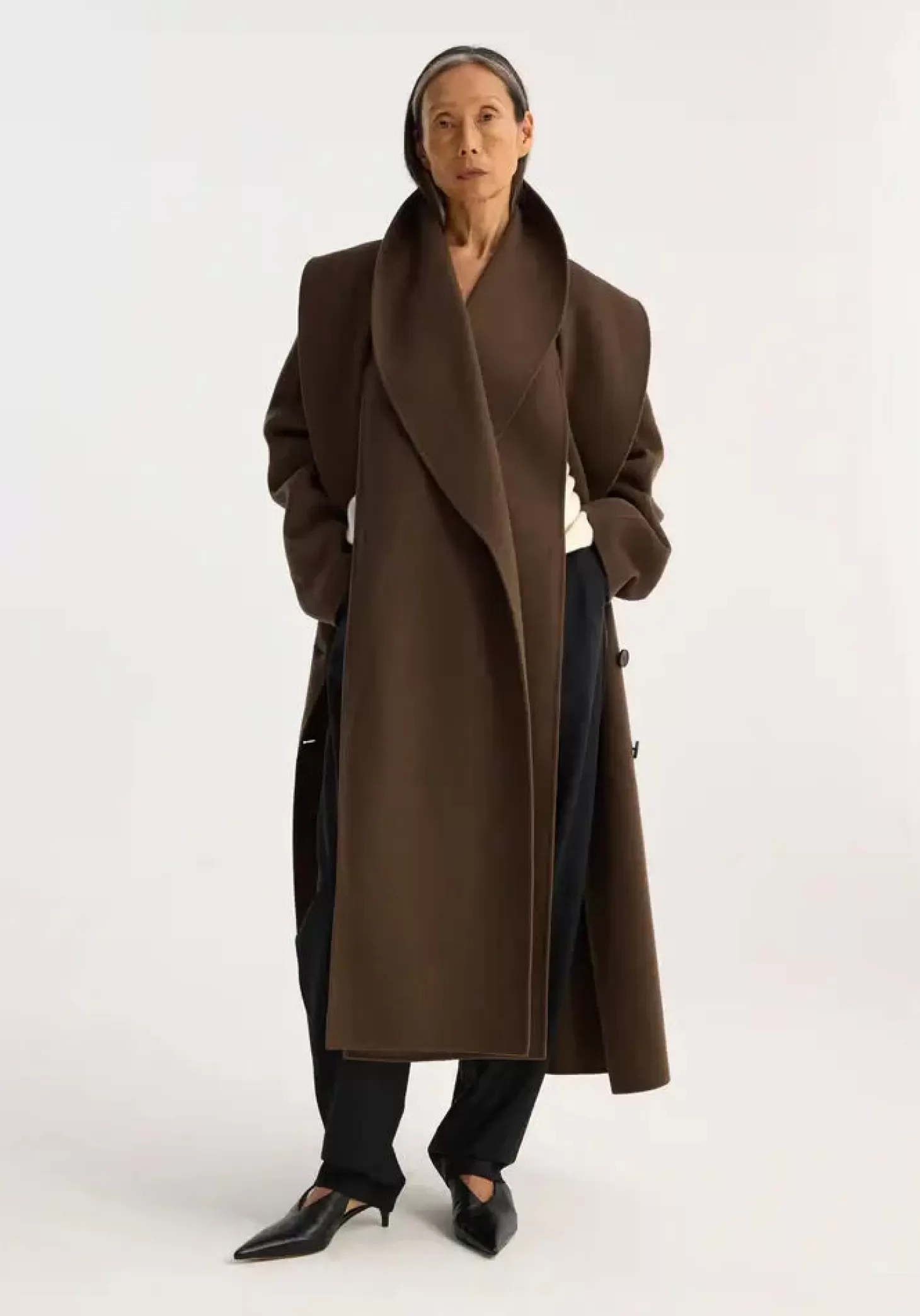 Coats<RÓHE DOUBLE-FACED WOOL SCARF COAT