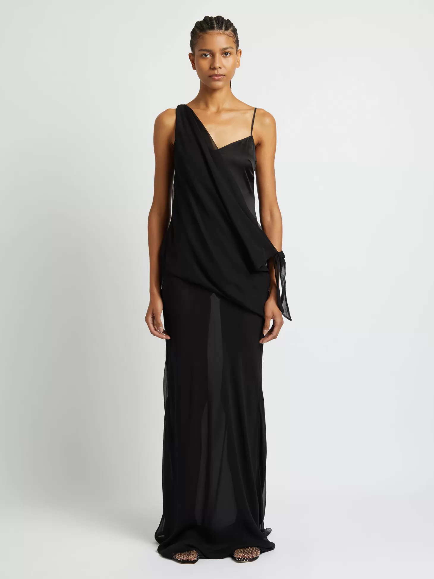 Dresses<CHRISTOPHER ESBER DRIFTED SILK SIDE TIE DRESS Black