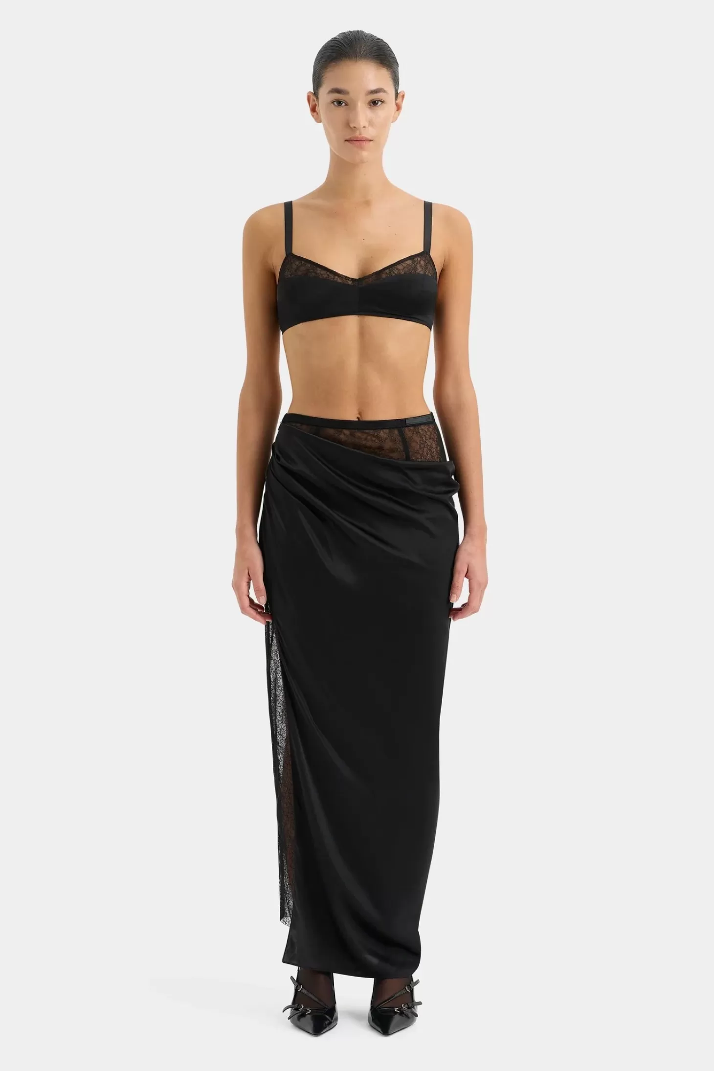 Skirts<SIR DUNYA DRAPED SKIRT Black