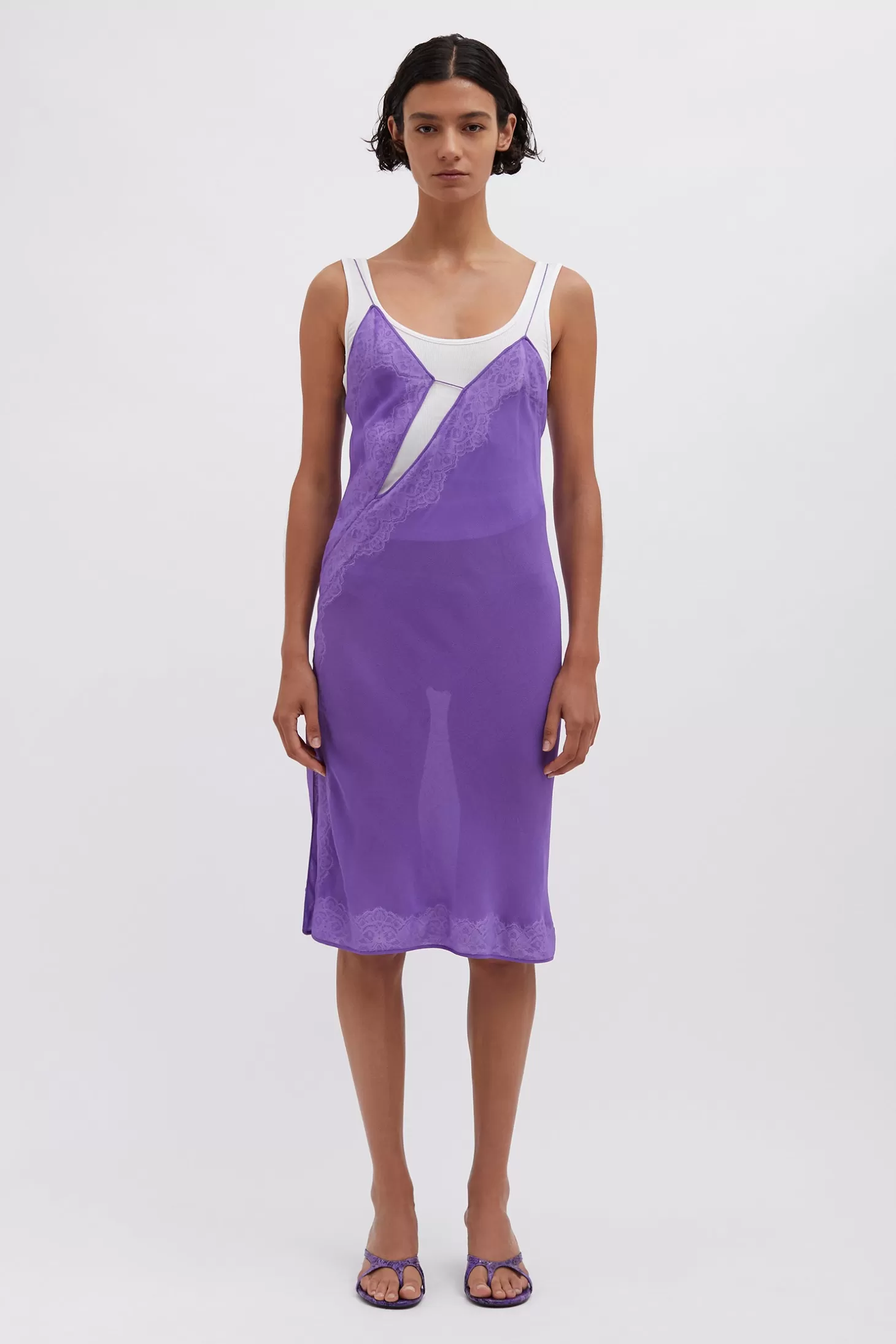 Dresses<CHRISTOPHER ESBER ENCASED LACE CAMI/ TANK DRESS Grape/White