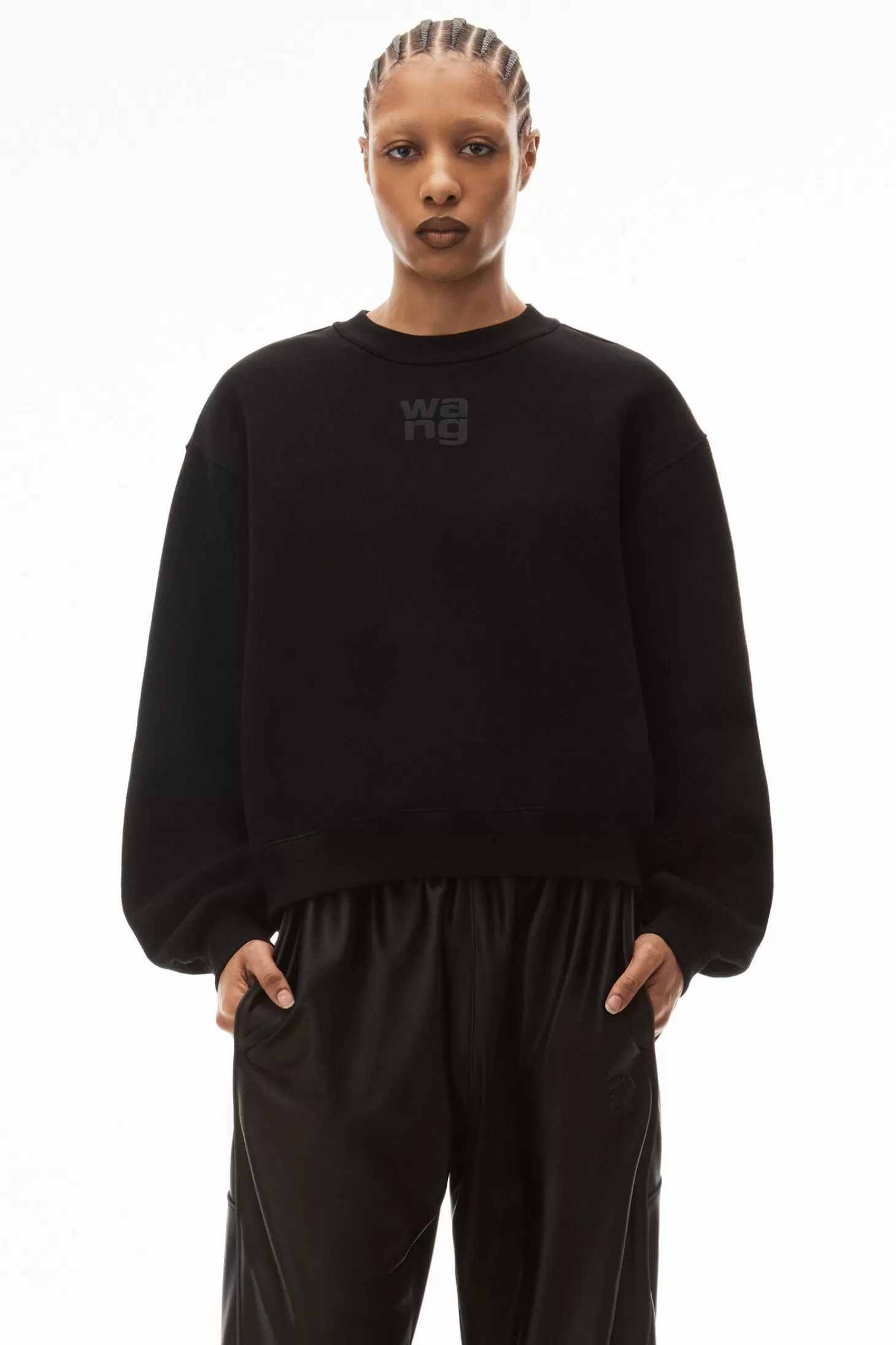 Tops | Matching Sets<ALEXANDERWANG.T ESSENTIAL TERRY CREW SWEATSHIRT WITH PUFF PAINT LOGO