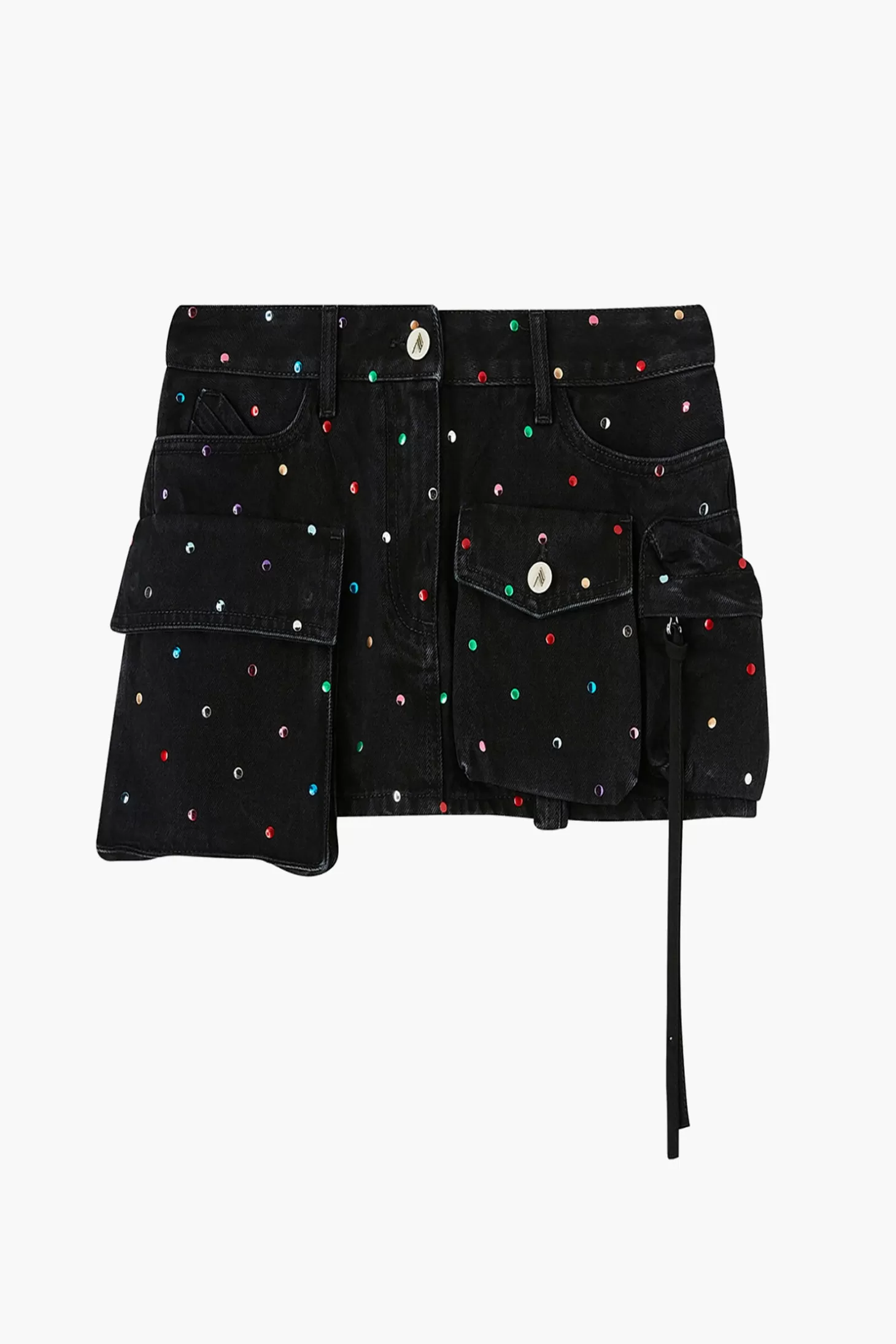 Skirts<THE ATTICO FAY BLACK MINI SKIRT BlackHotfixedStud