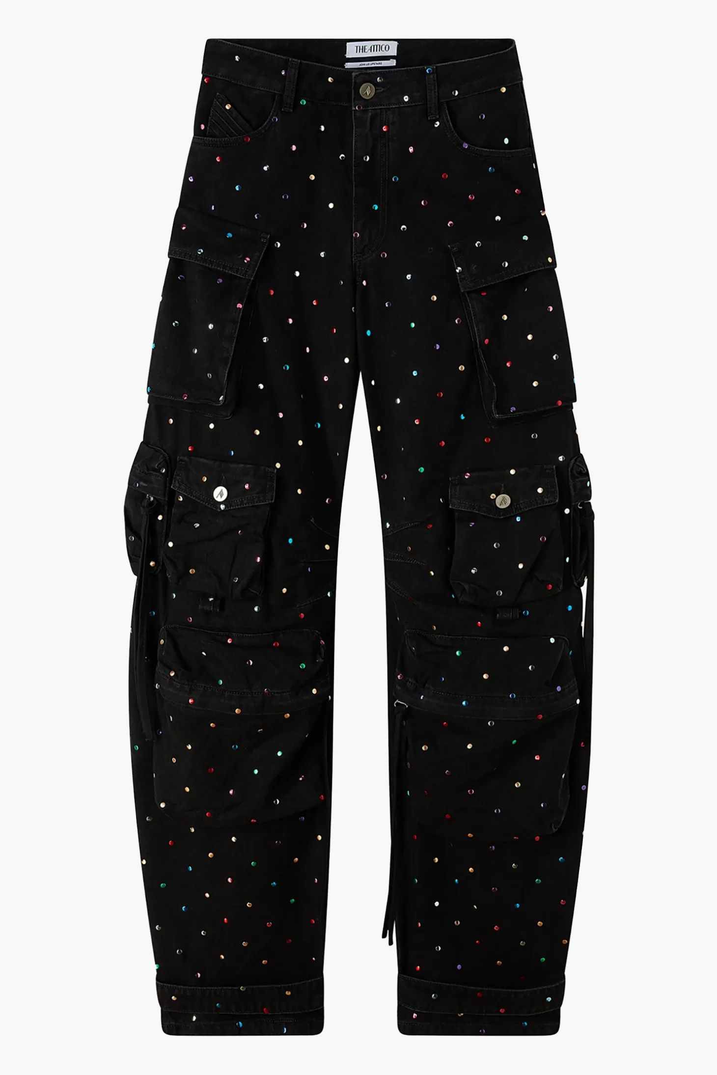 Denim | Pants<THE ATTICO FERN BLACK DENIM LONG PANTS BlackHotfixedStud