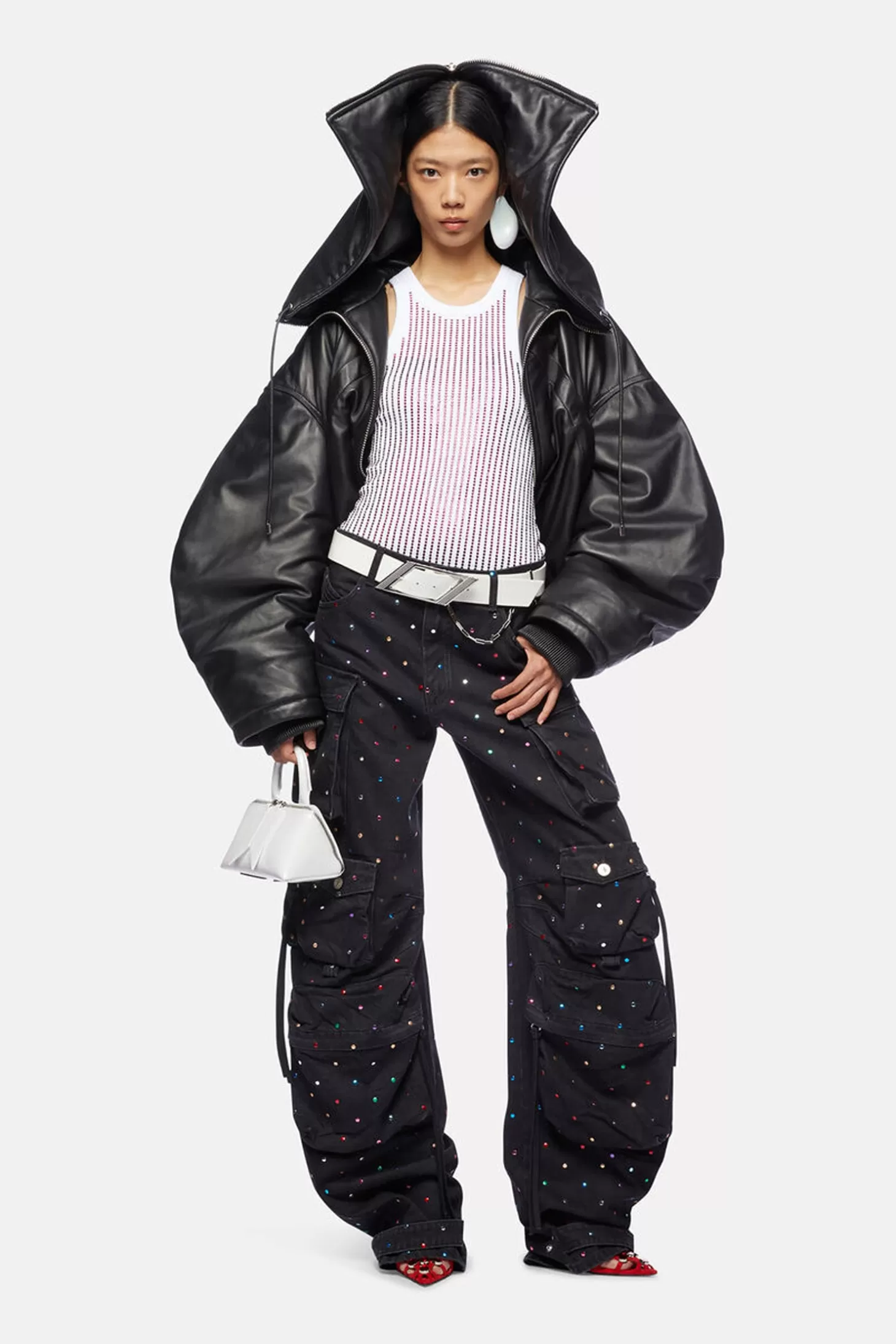 Denim | Pants<THE ATTICO FERN BLACK DENIM LONG PANTS BlackHotfixedStud