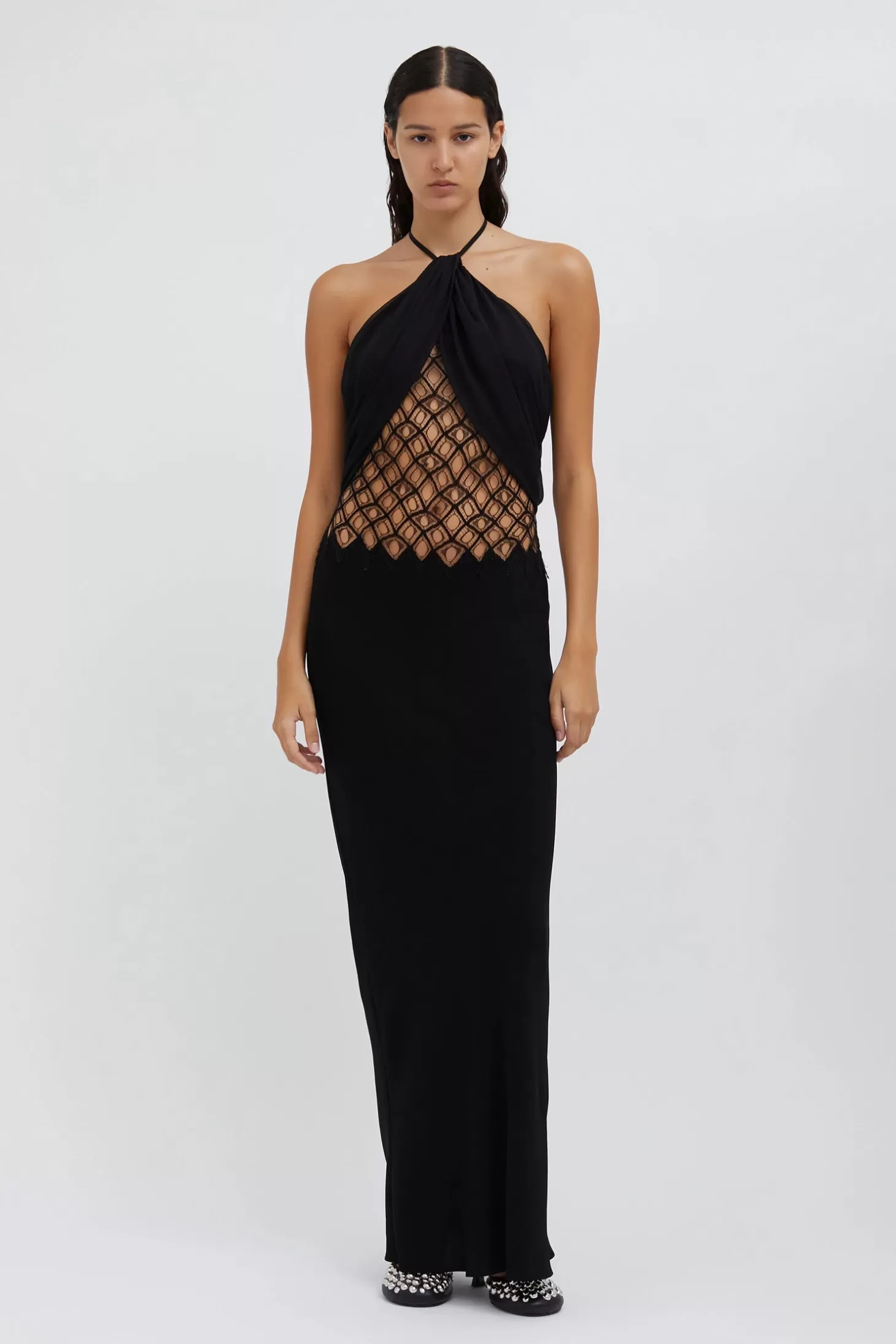 Dresses<CHRISTOPHER ESBER FLUTED SILK COLUMN DRESS Black