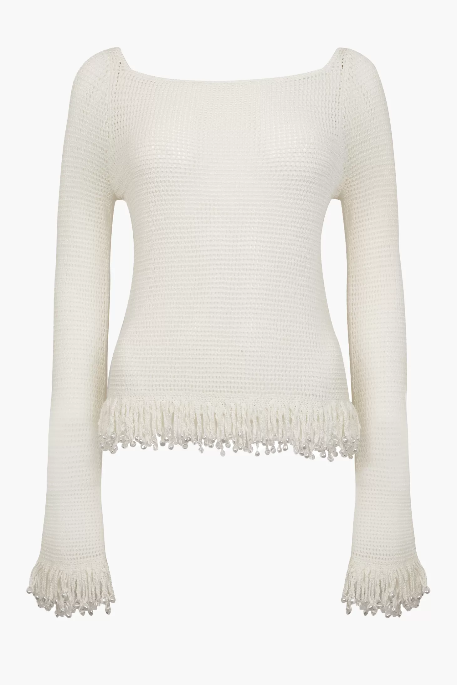 Tops | Matching Sets<Paris Georgia FRINGE LONG SLEEVE TOP OffWhite