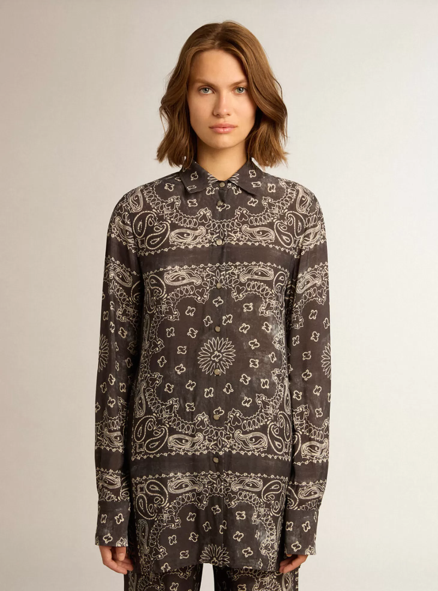 Tops<GOLDEN GOOSE GOLDEN W'S PAJAMAS SHIRT PAISLEY PRINT Anthracitegray