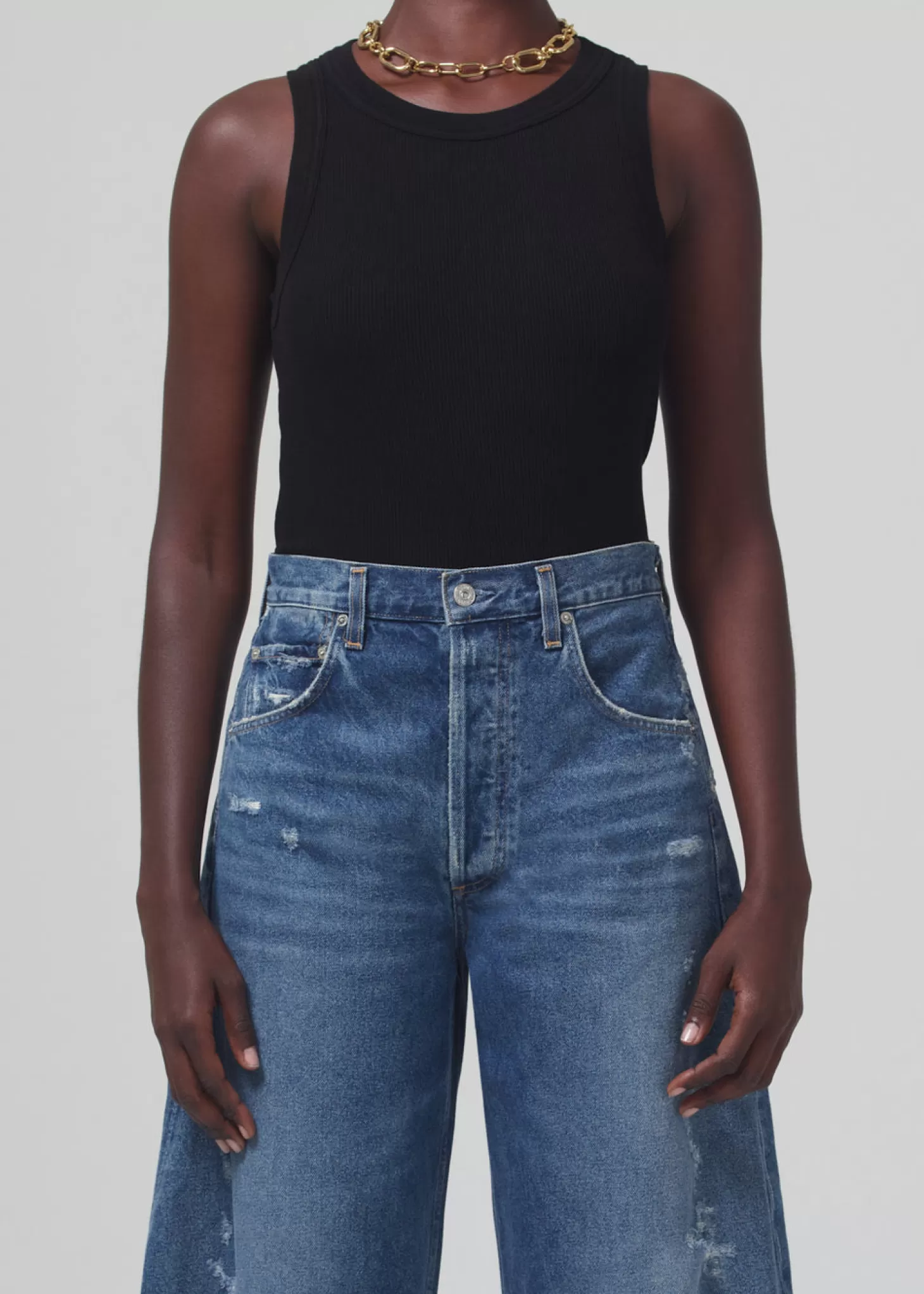 Tops<CITIZENS OF HUMANITY ISABEL RIB TANK Black