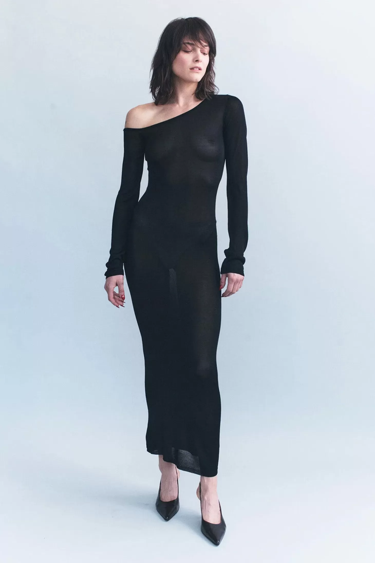 Dresses<COURTNEY ZHENG IVANA OFF SHOULDER KNIT DRESS Black