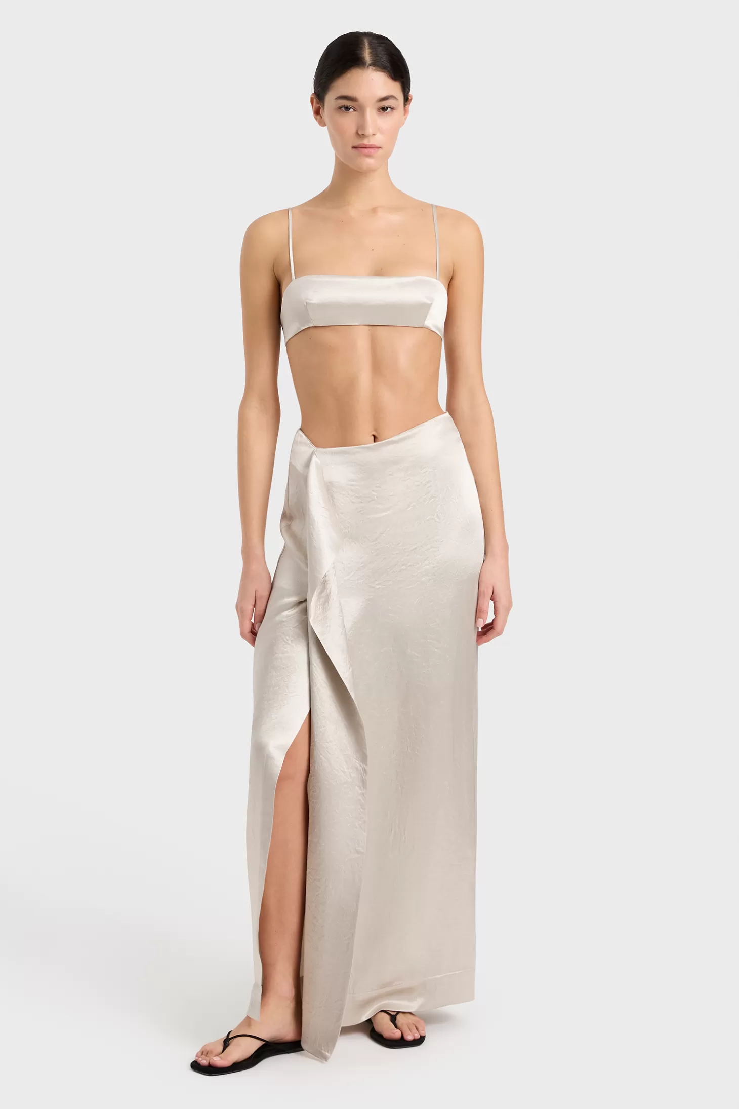 Skirts | Matching Sets<BONDI BORN KOBE WRAP OVER MAXI SKIRT Silver