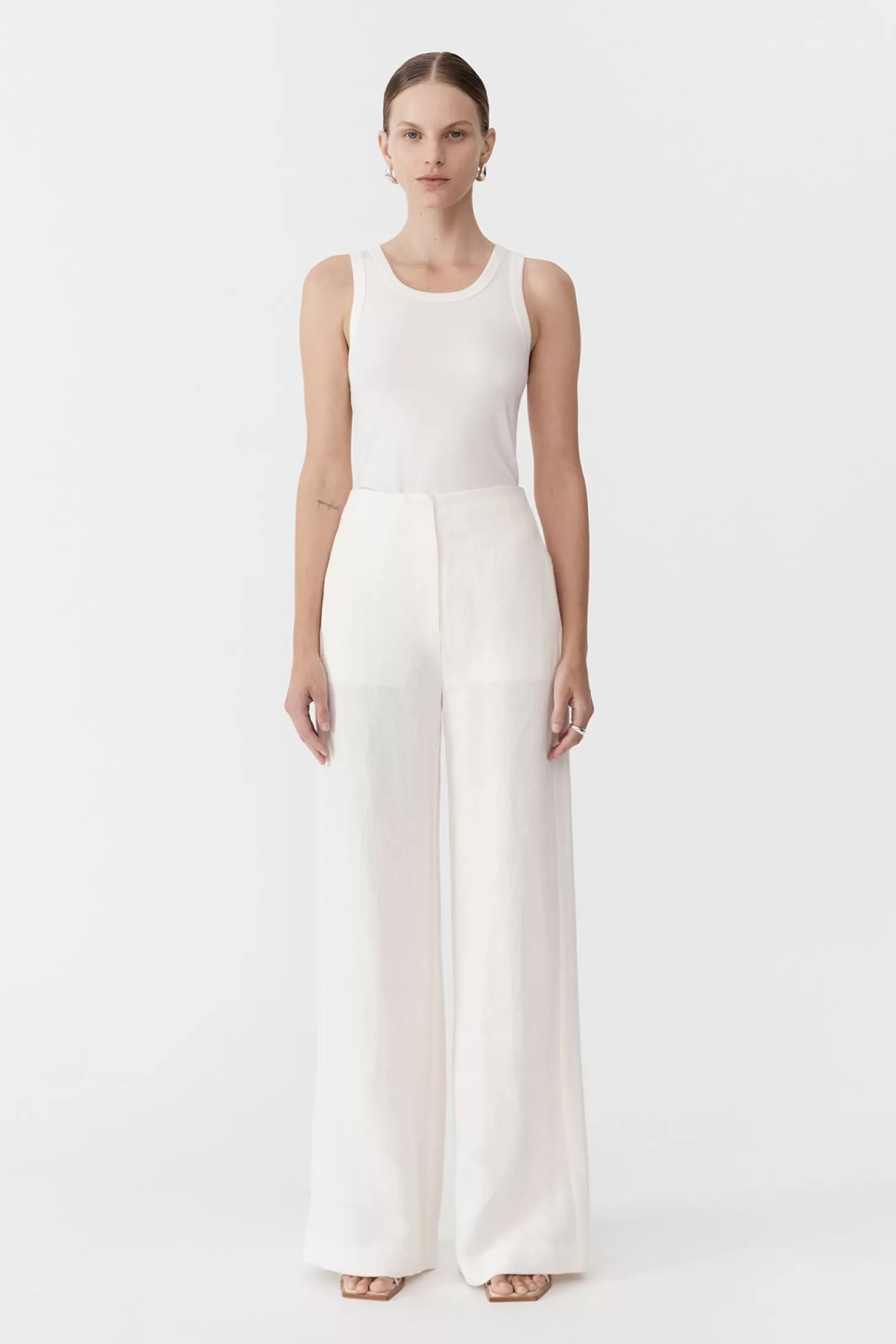 Pants<ST. AGNI LINEN WIDE LEG PANTS Ivory