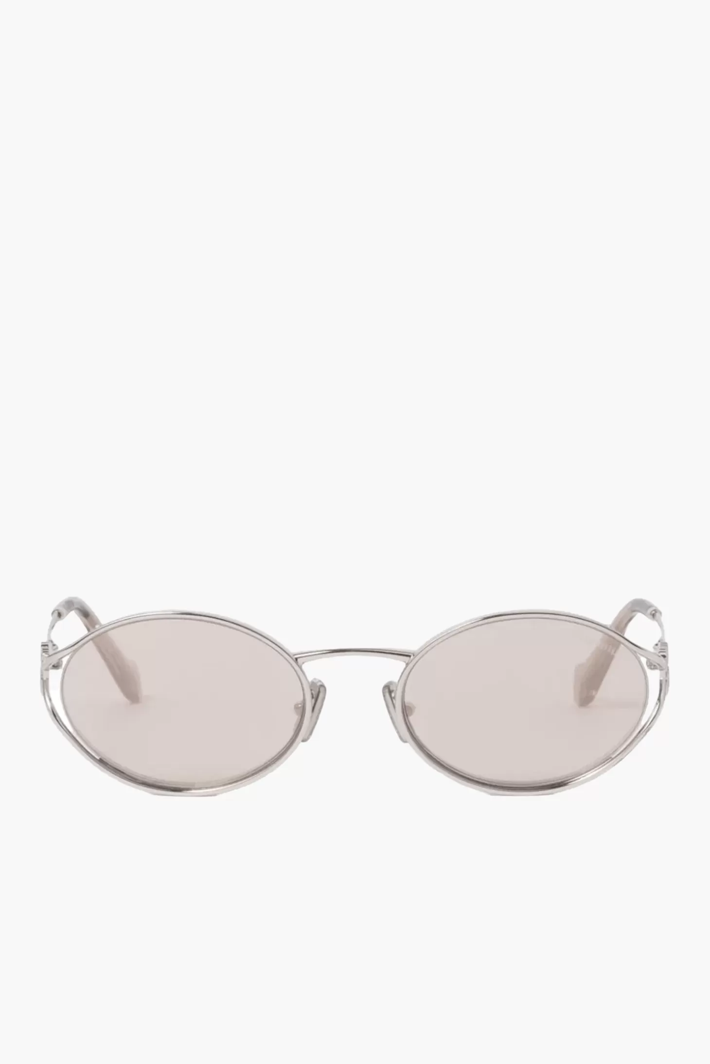 Sunglasses<MIU MIU LOGO METAL OVAL SUNGLASSES Silver/Ivory