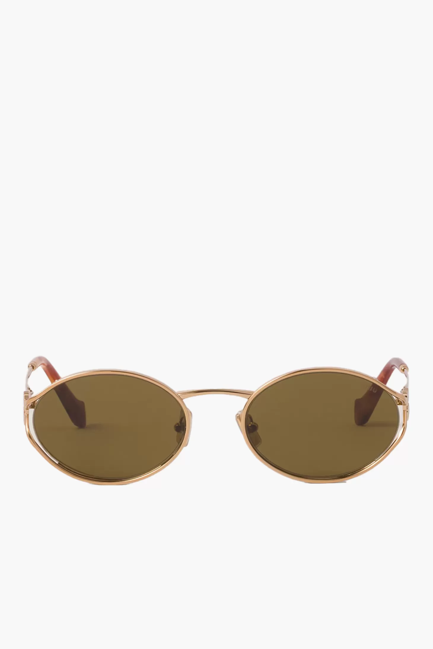 Sunglasses<MIU MIU LOGO METAL OVAL SUNGLASSES Gold/Brown
