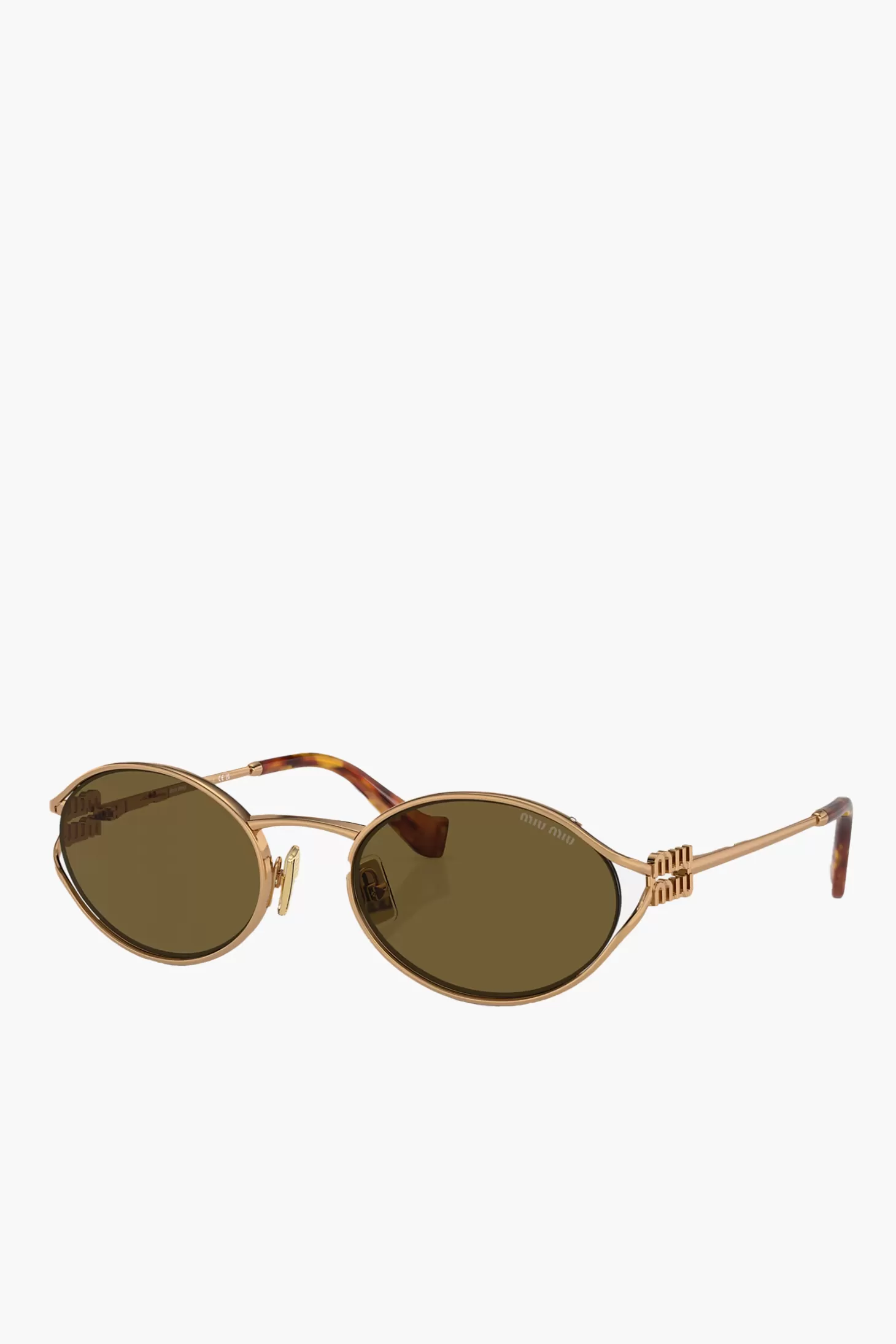 Sunglasses<MIU MIU LOGO METAL OVAL SUNGLASSES Gold/Brown