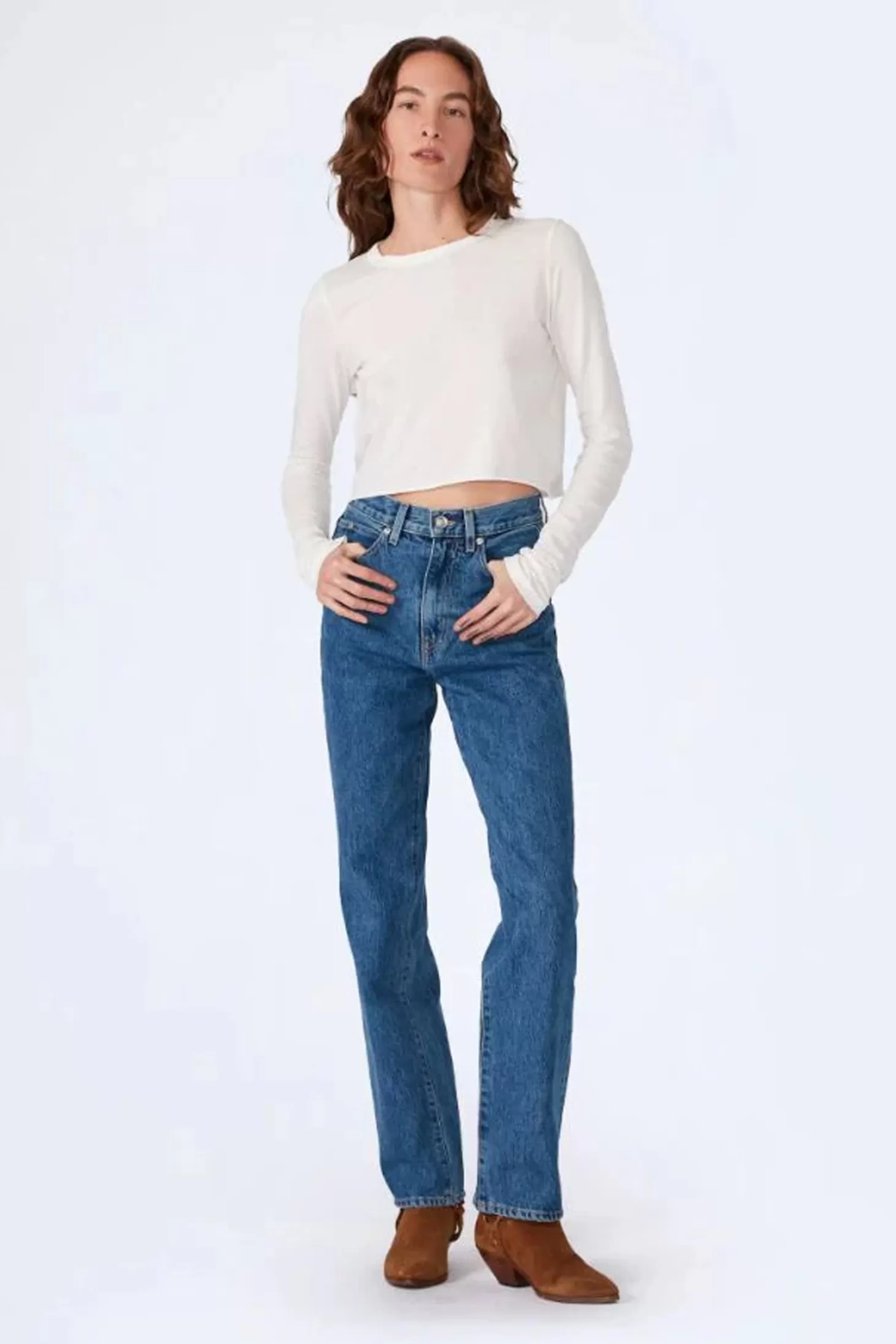 Denim<SLVRLAKE LONDON HIGH RISE STRAIGHT LEG JEAN