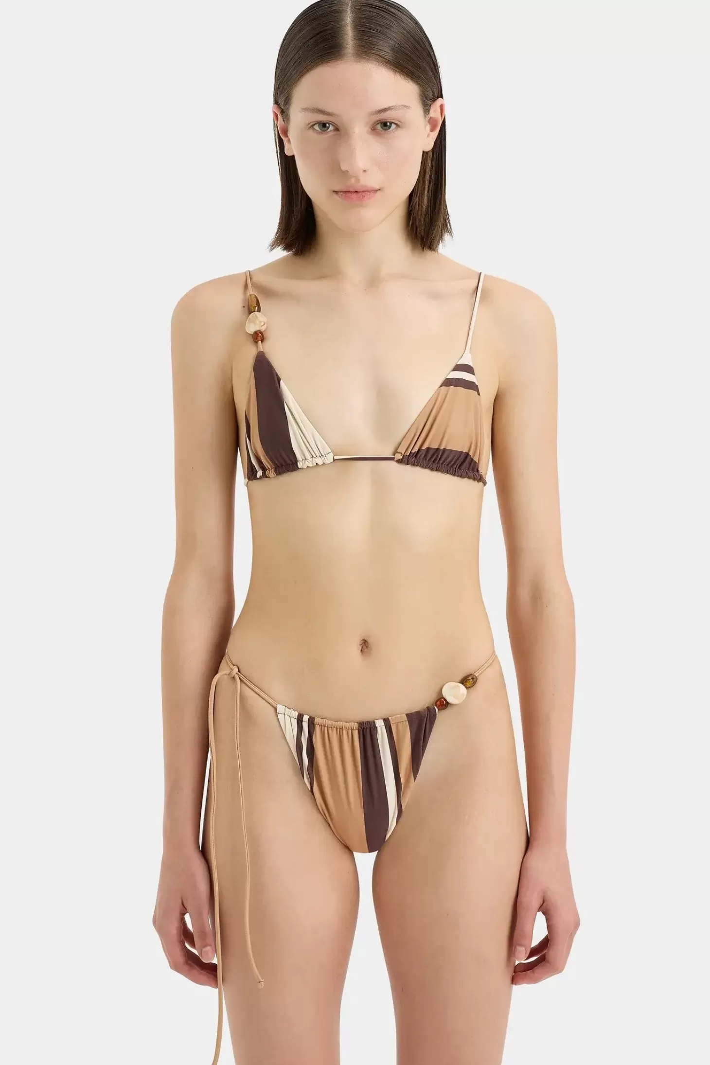 Matching Sets | Swimwear<SIR MAHOGANY STRING TRIANGLE TOP CantinaStripePrint