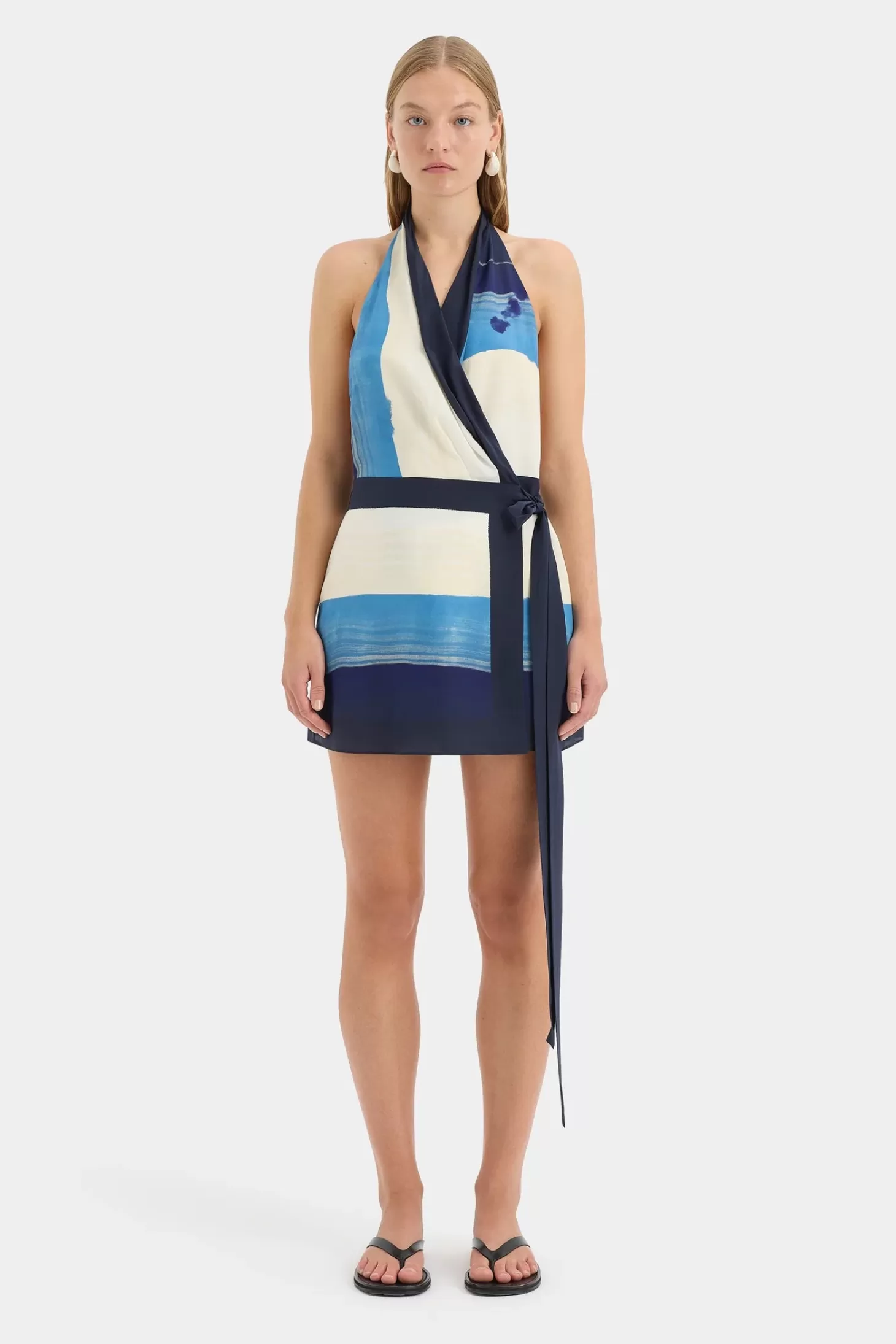 Dresses<SIR MARINER WRAP HALTER MINI DRESS