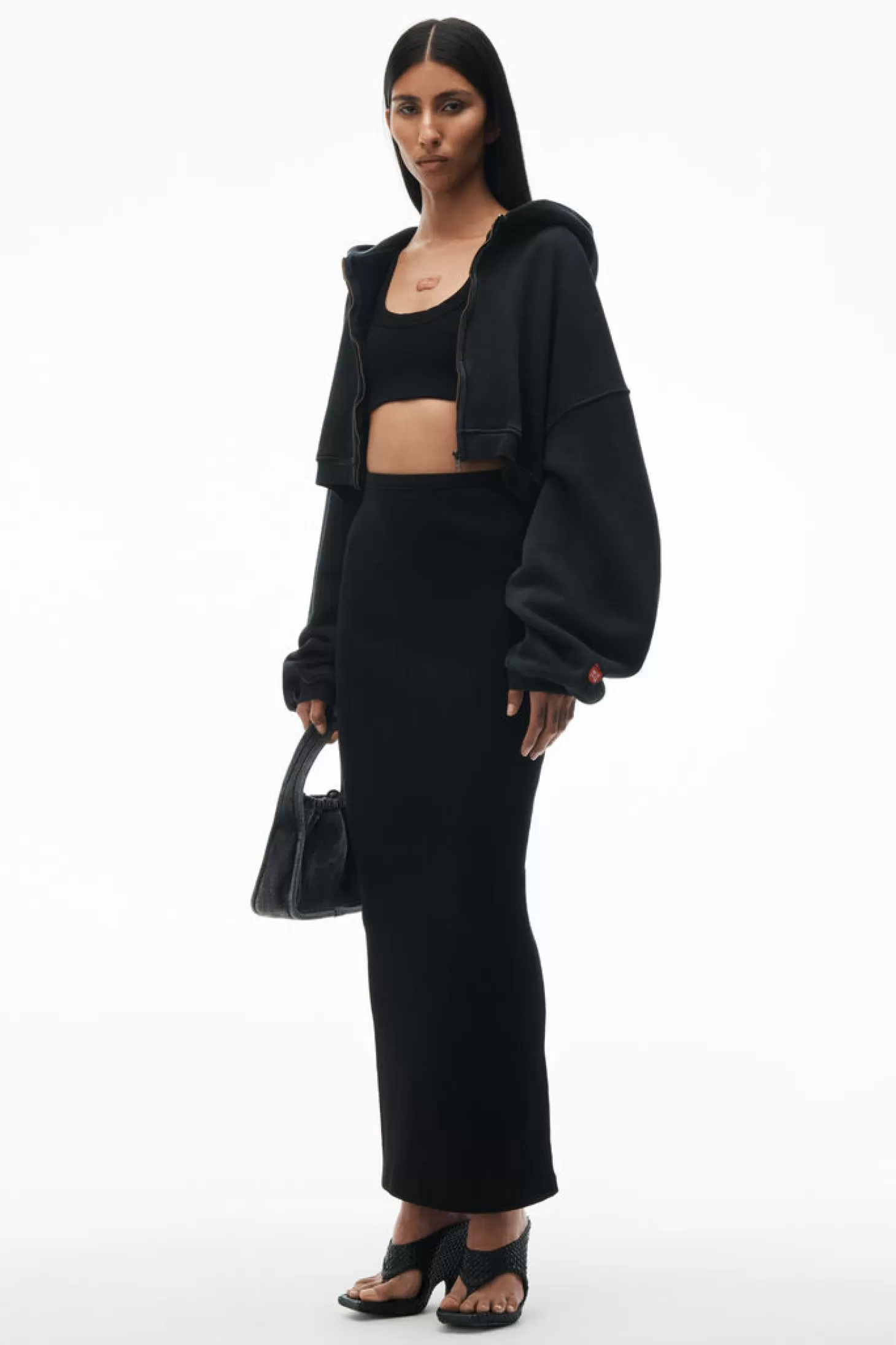 Skirts<ALEXANDERWANG.T MAXI SKIRT WITH EMBOSSED LOGO