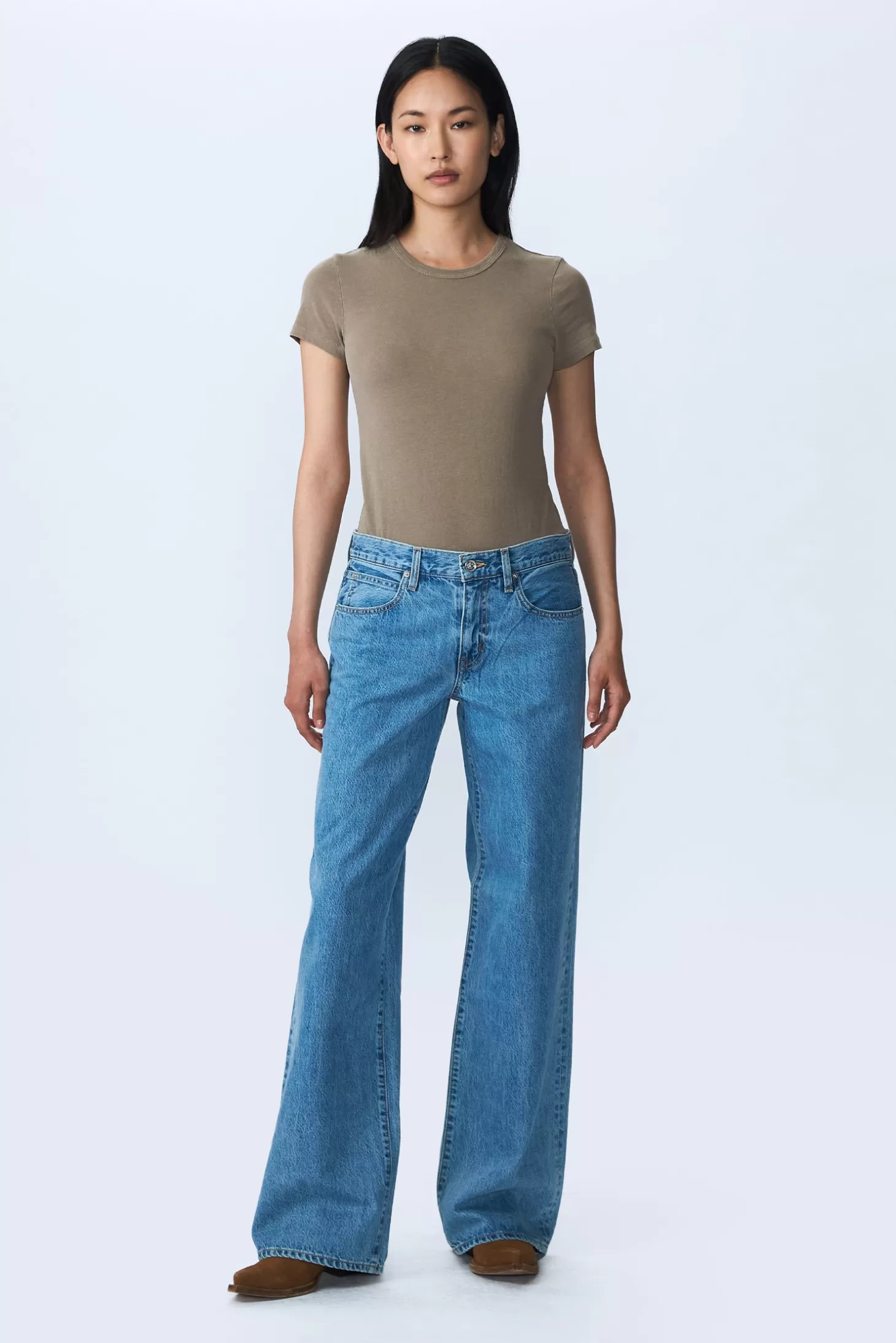 Denim<SLVRLAKE MICA LOW RISE WIDE LEG JEAN