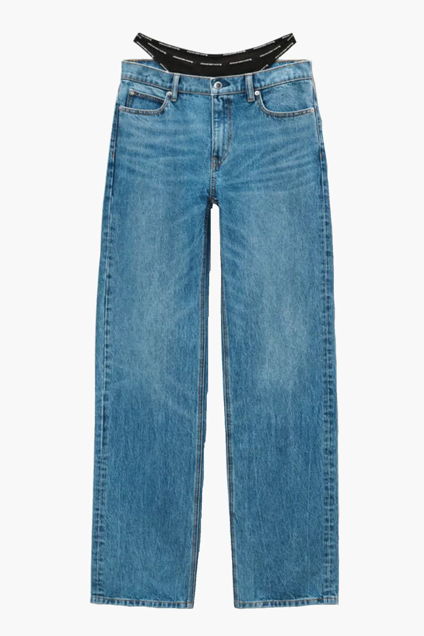 Denim<ALEXANDER WANG MID RISE RELAXED JEAN PRESTYLE LOGO ELASTIC BIKINI