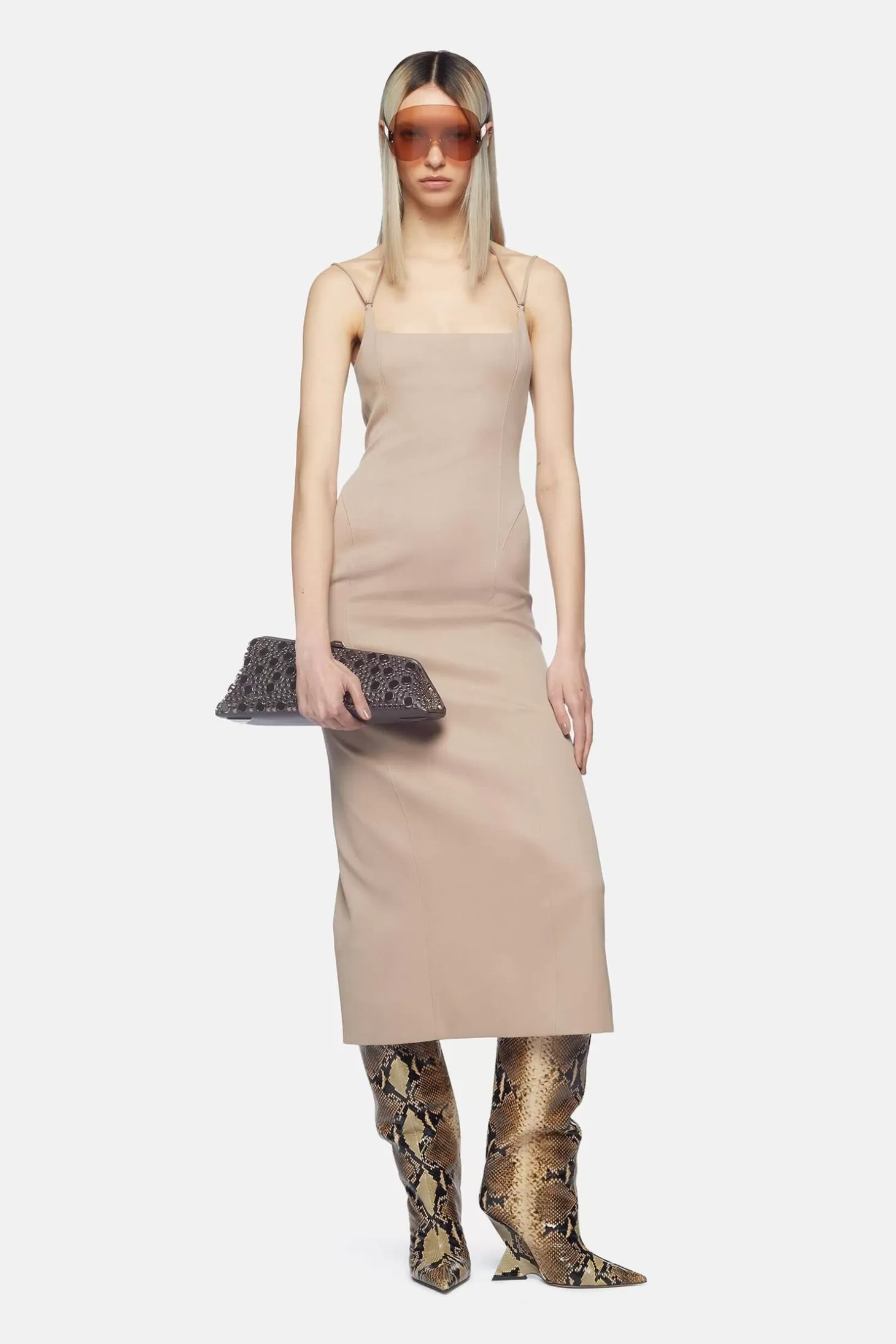 Dresses<THE ATTICO MIDI DRESS Beige
