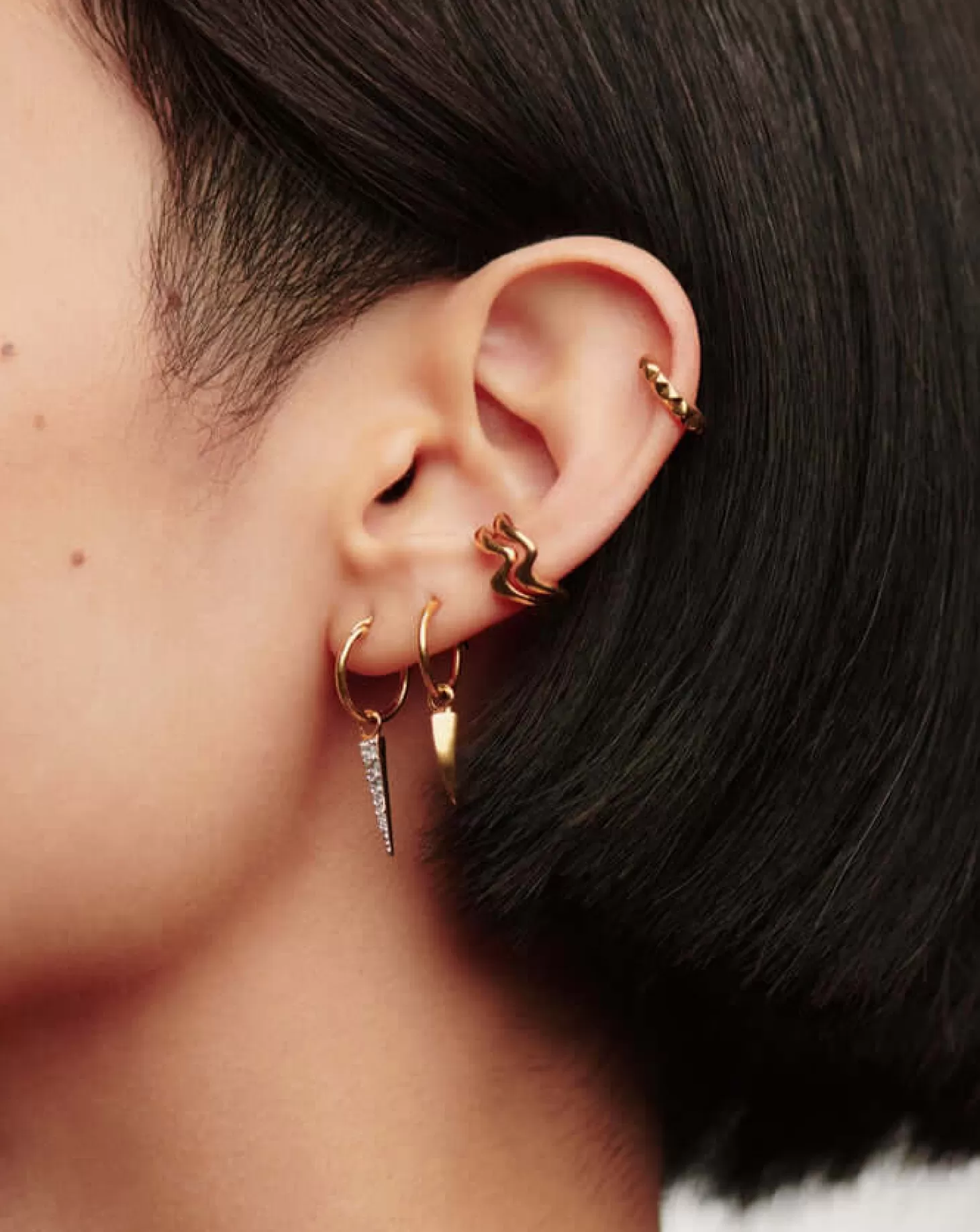 Jewellery<MISSOMA MINI PAVE SPIKE CHARM HOOPS