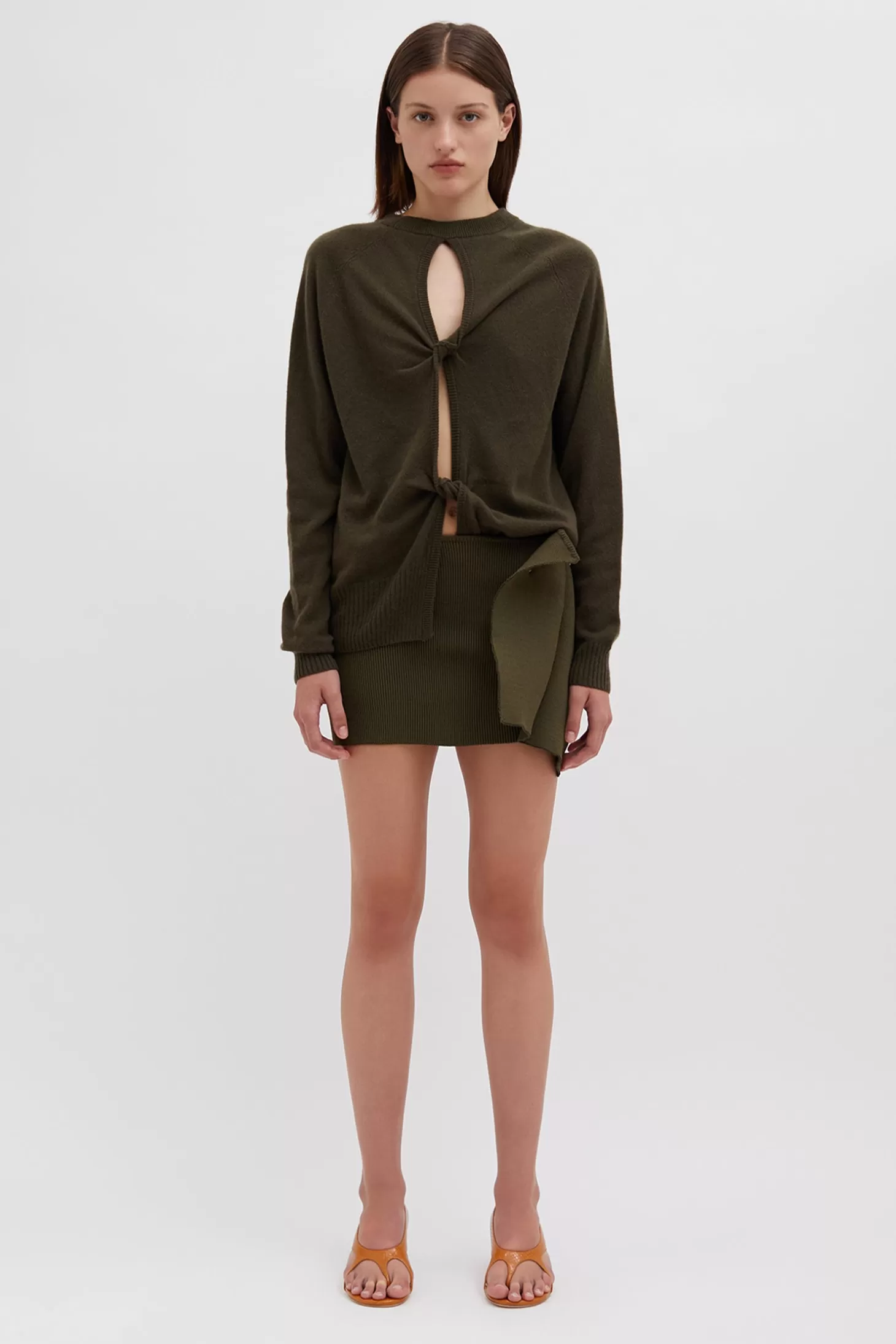 Knitwear<CHRISTOPHER ESBER MONUMENT OPEN TWIST SWEATER Khaki