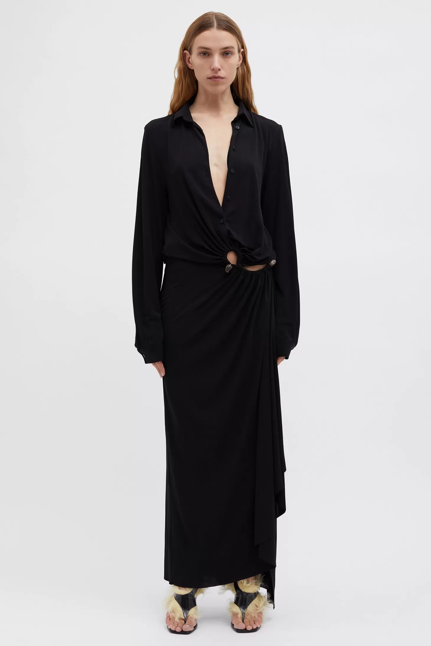 Dresses<CHRISTOPHER ESBER ODESSA STONE SHIRT DRESS Black