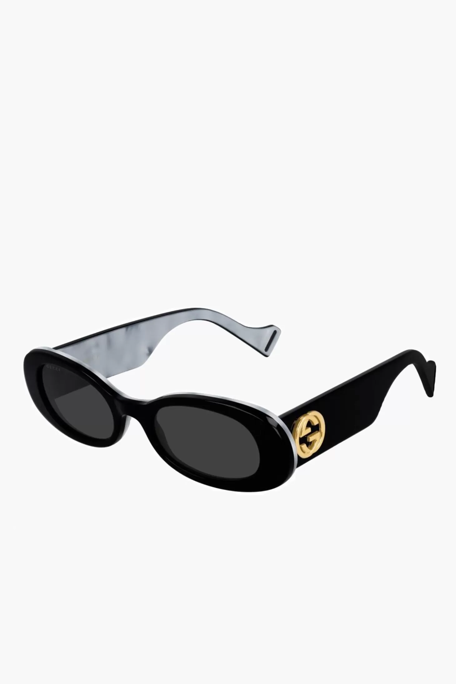 Sunglasses<GUCCI OVAL SUNGLASSES Black