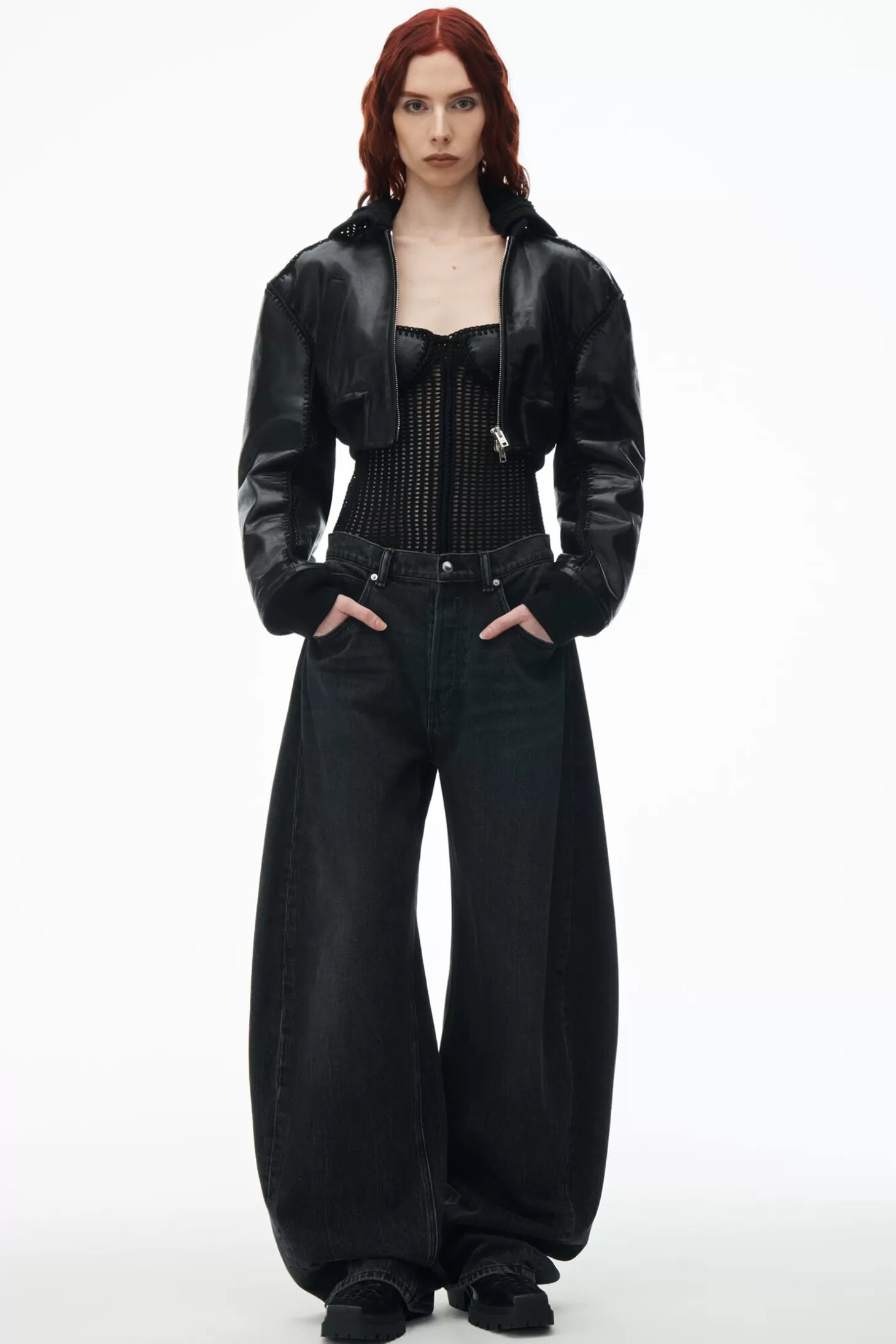 Denim<ALEXANDER WANG OVERSIZED ROUNDED LOW RISE JEAN