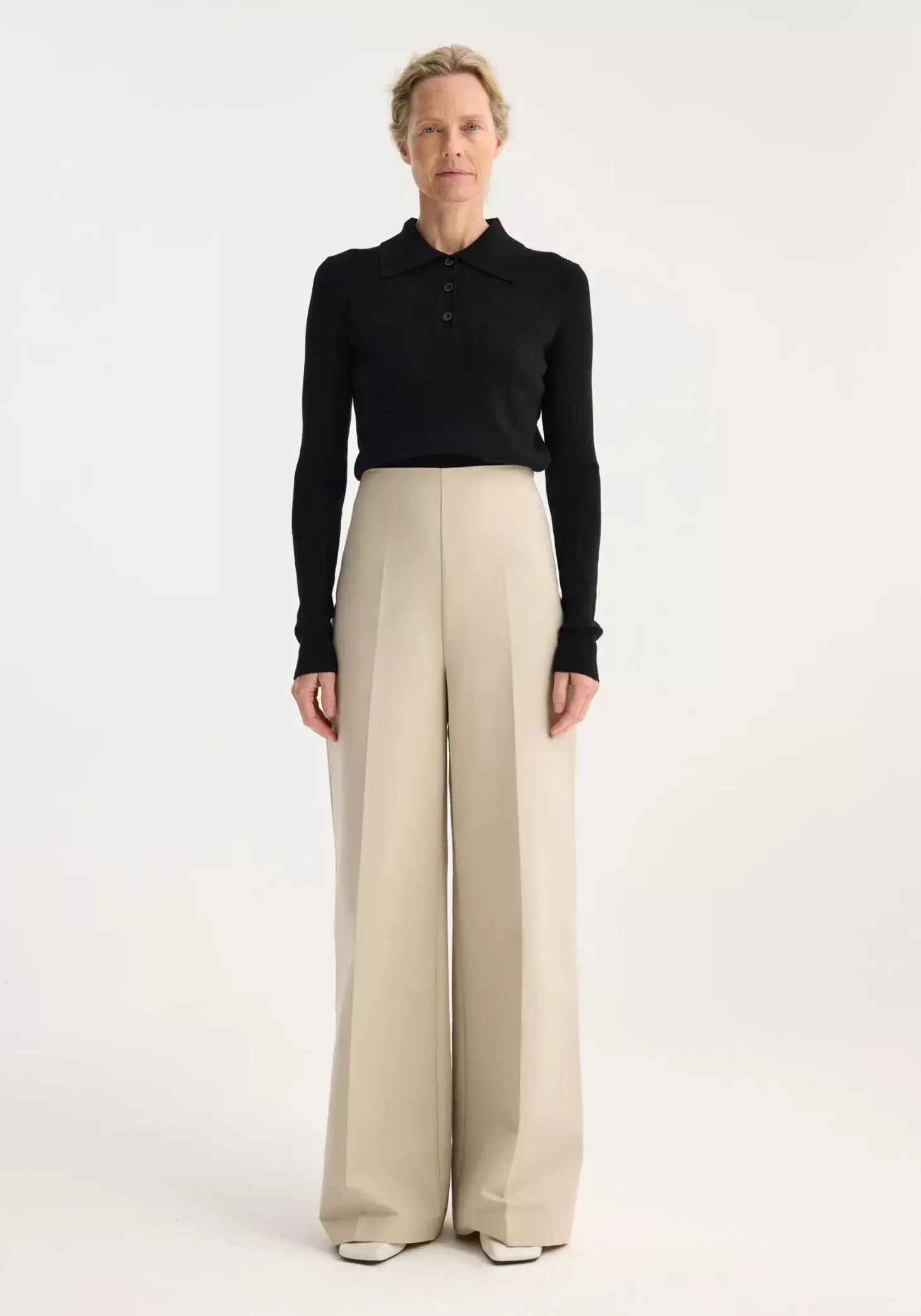 Pants<RÓHE PALAZZO LEG SHAPED TROUSERS Sand