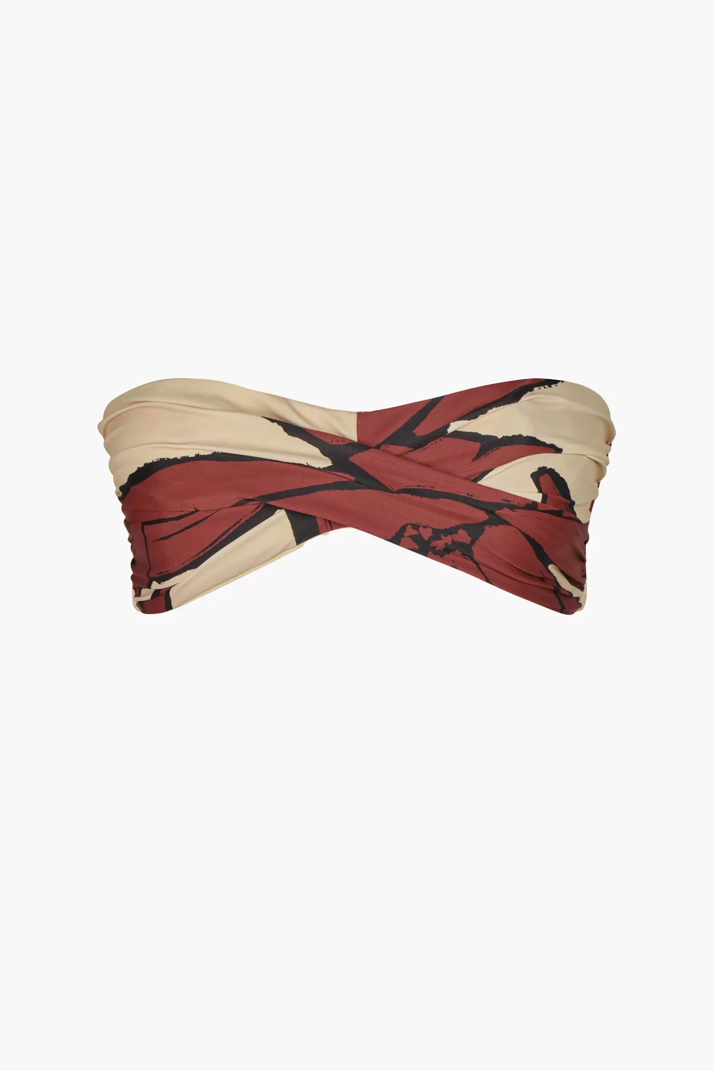 Swimwear<JOHANNA ORTIZ PALMS SEA SPRITE BIKINI TOP Ecru/Red/Black
