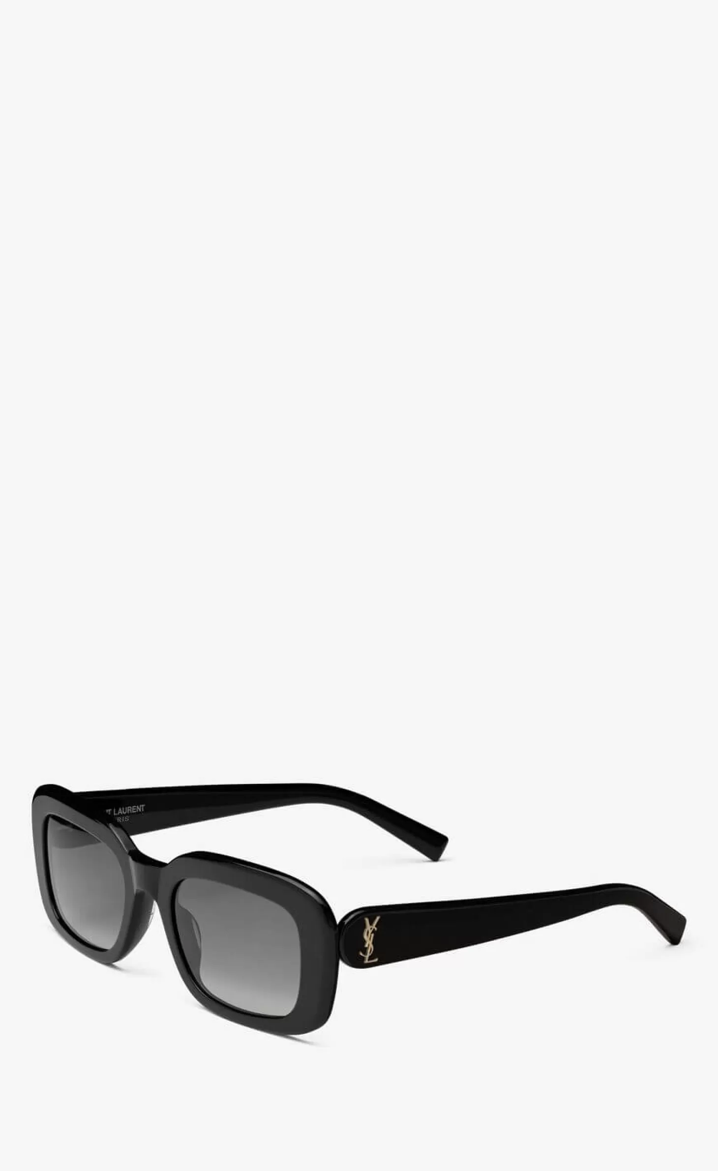 Sunglasses<SAINT LAURENT PILLOWED RECTANGULAR SUNGLASSES Black