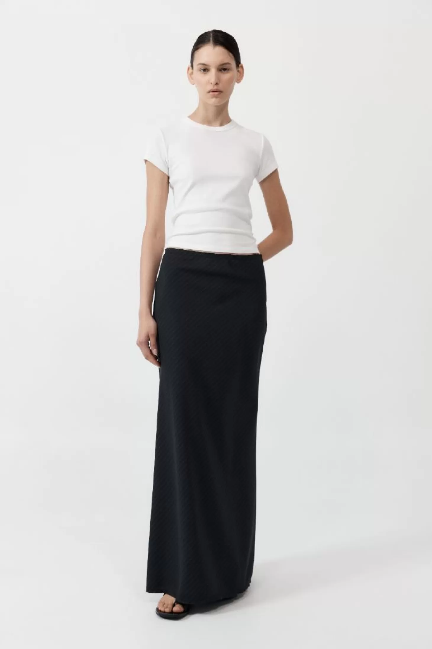Skirts<ST. AGNI PINSTRIPE MAXI SKIRT Black