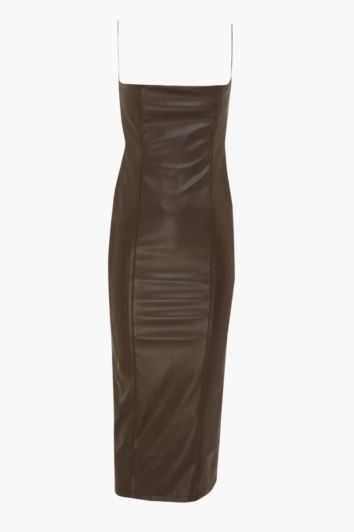 Dresses<AAIZÉL RECYCLED VEGAN LEATHER MIDI DRESS WITH OPEN BACK DarkBrown